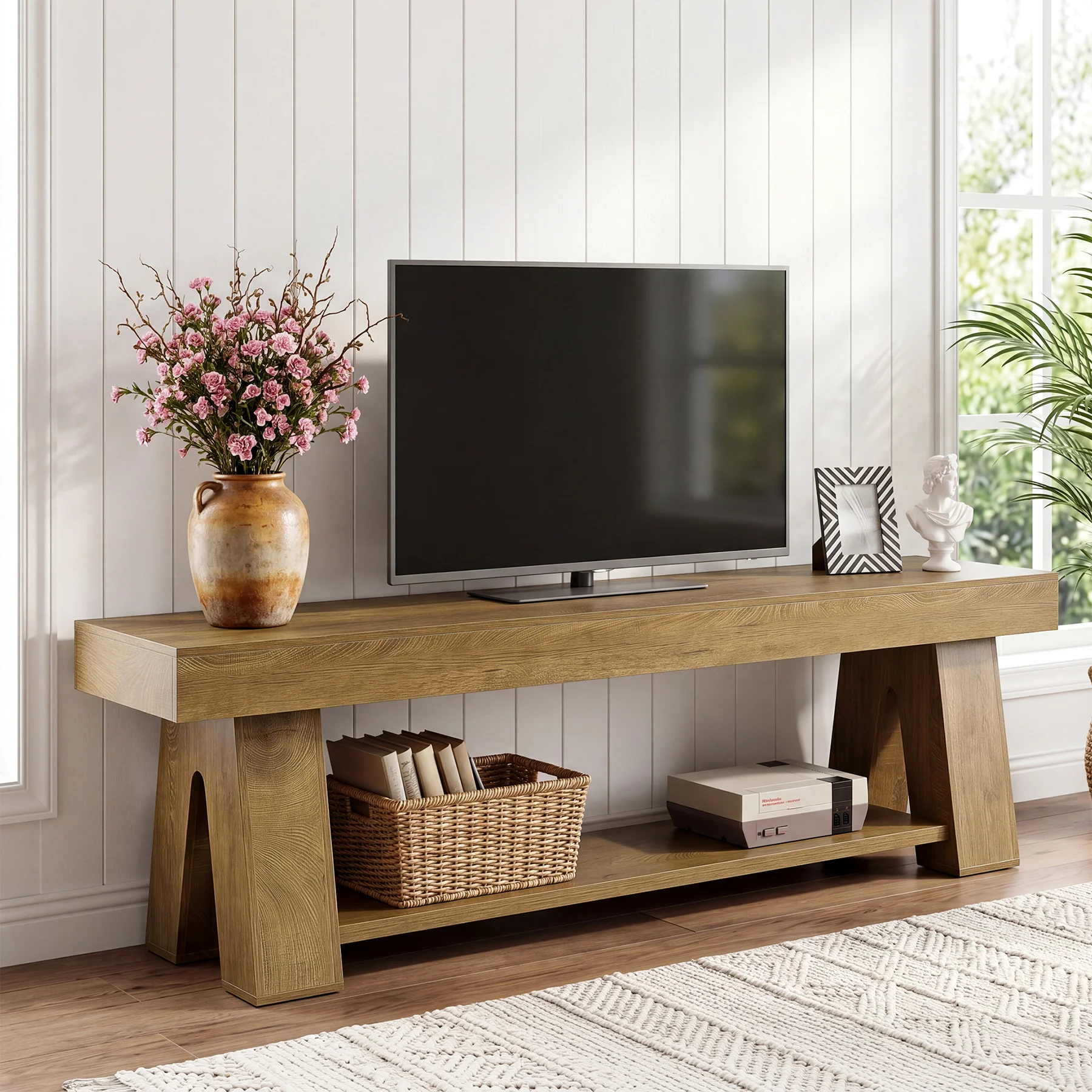 Tribesigns 63-Inch TV Stand for TVs up to 65 Inch, Wooden Media Console with Open Shelf - Image 5