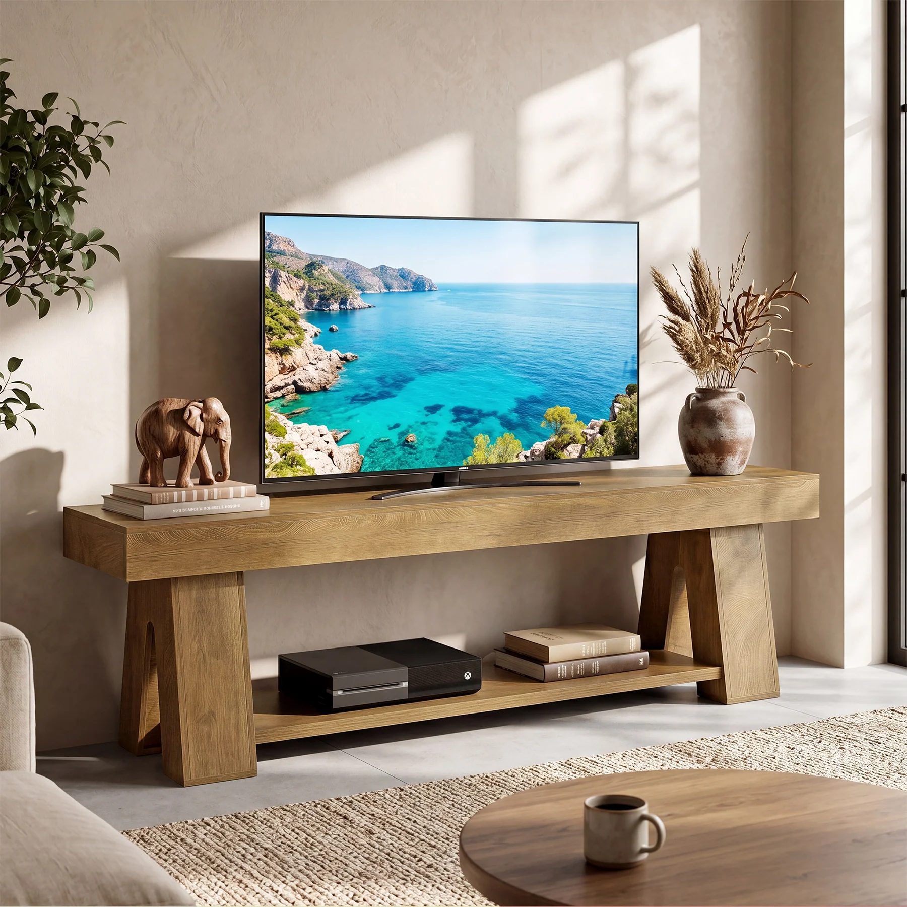 Tribesigns 63-Inch TV Stand for TVs up to 65 Inch, Wooden Media Console with Open Shelf - Image 6