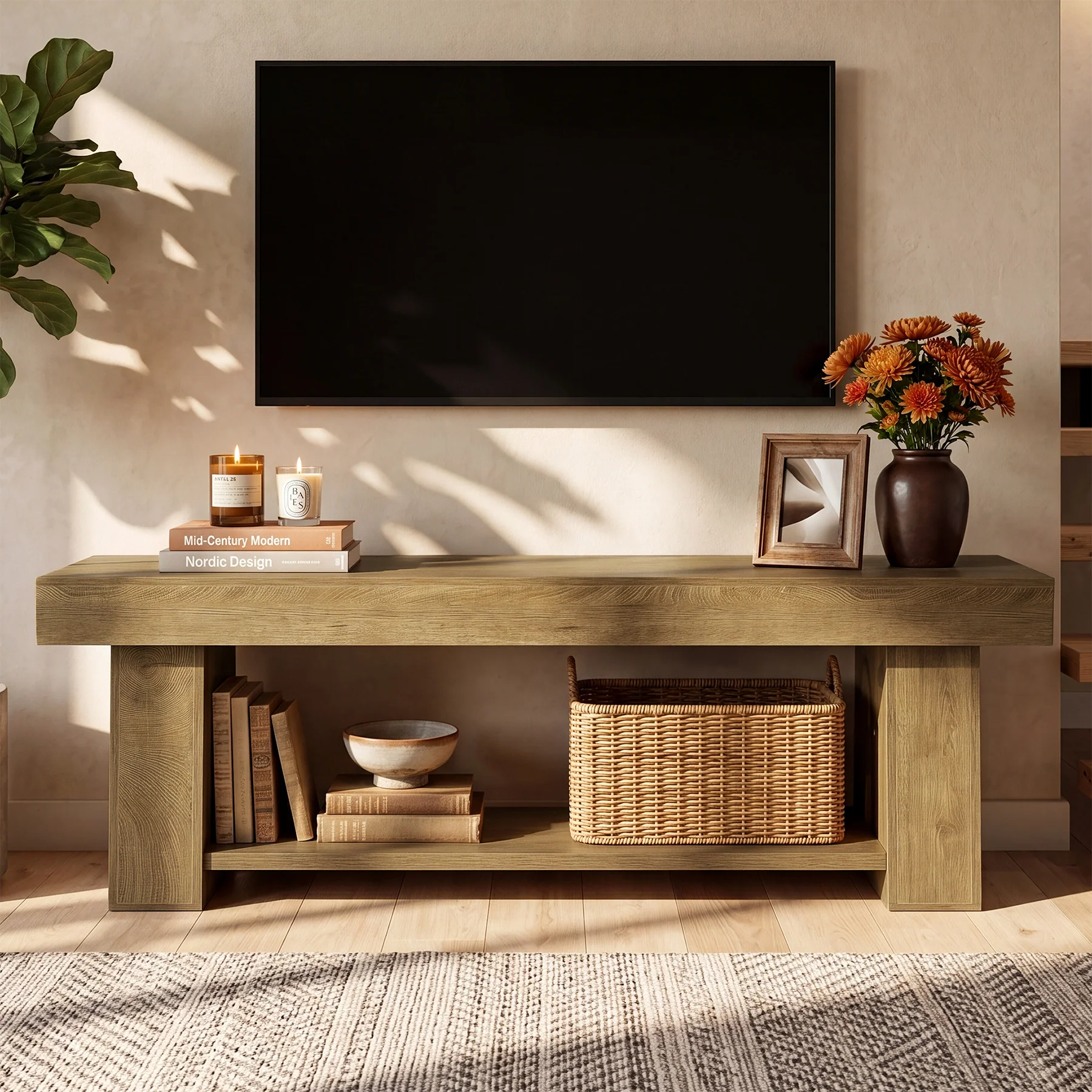 Tribesigns 63-Inch TV Stand for TVs up to 65 Inch, Wooden Media Console with Open Shelf - Image 8