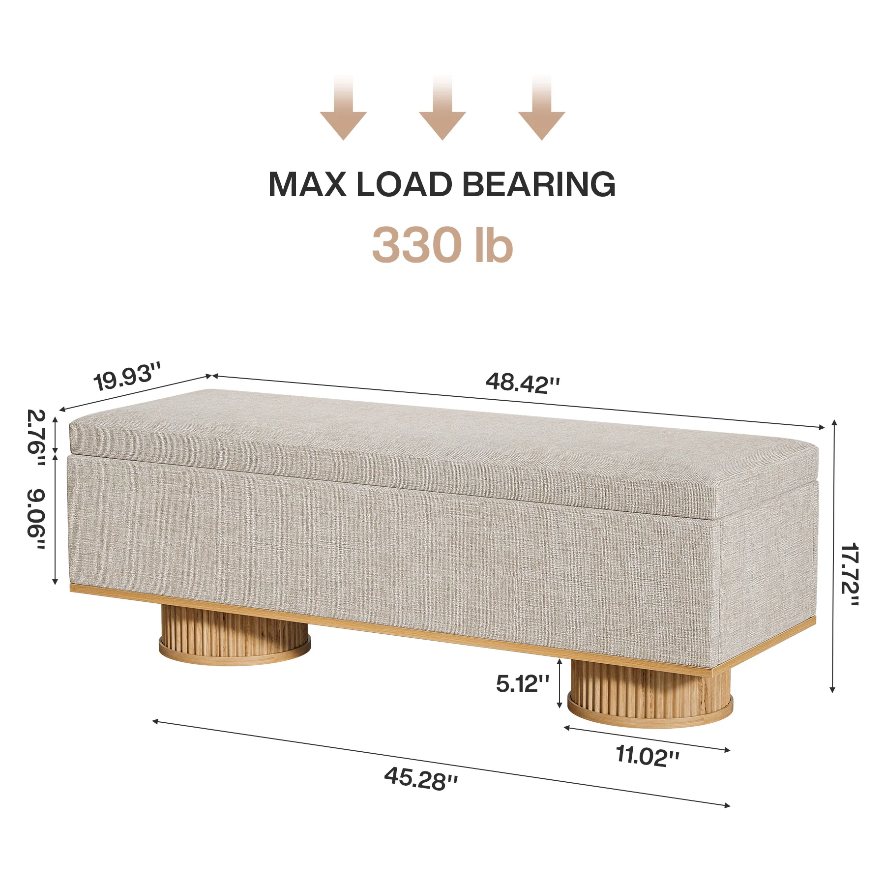 50.4" Shoe Bench, Upholstered Entryway Bench with Flip Up Storage - Image 2