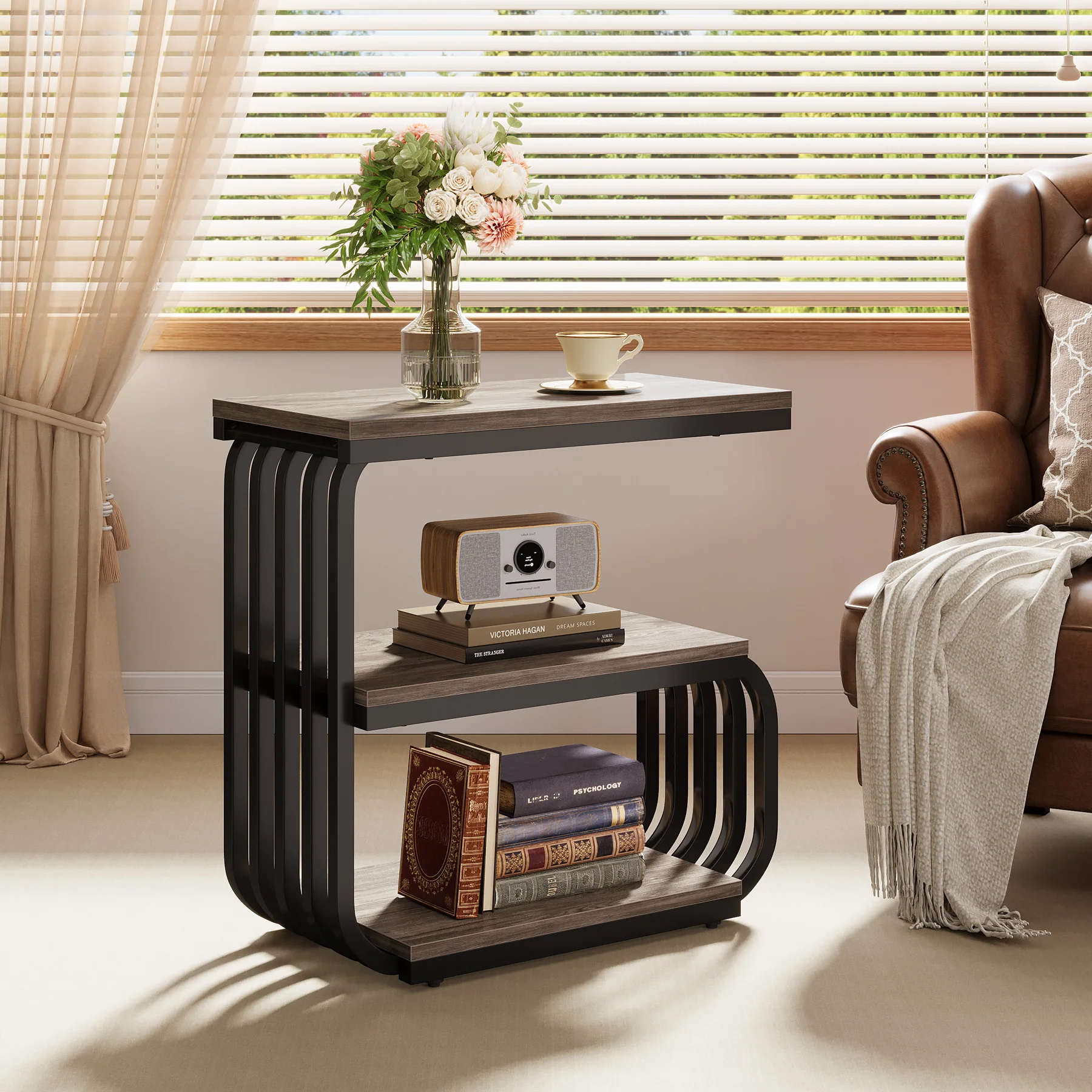 3 Tier End Table, Vintage Side or Bedside Stand for Living Room - Image 12