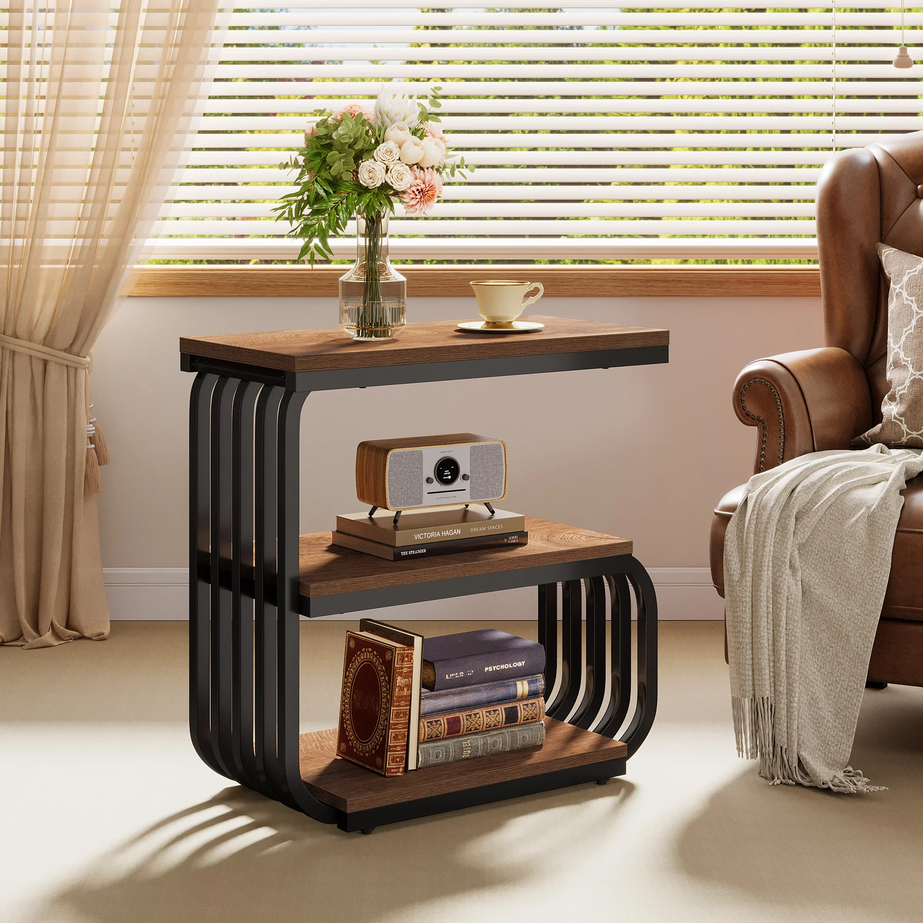 3 Tier End Table, Vintage Side or Bedside Stand for Living Room - Image 5