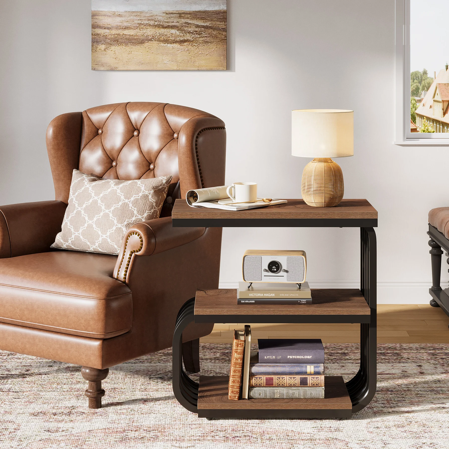 3 Tier End Table, Vintage Side or Bedside Stand for Living Room - Image 6