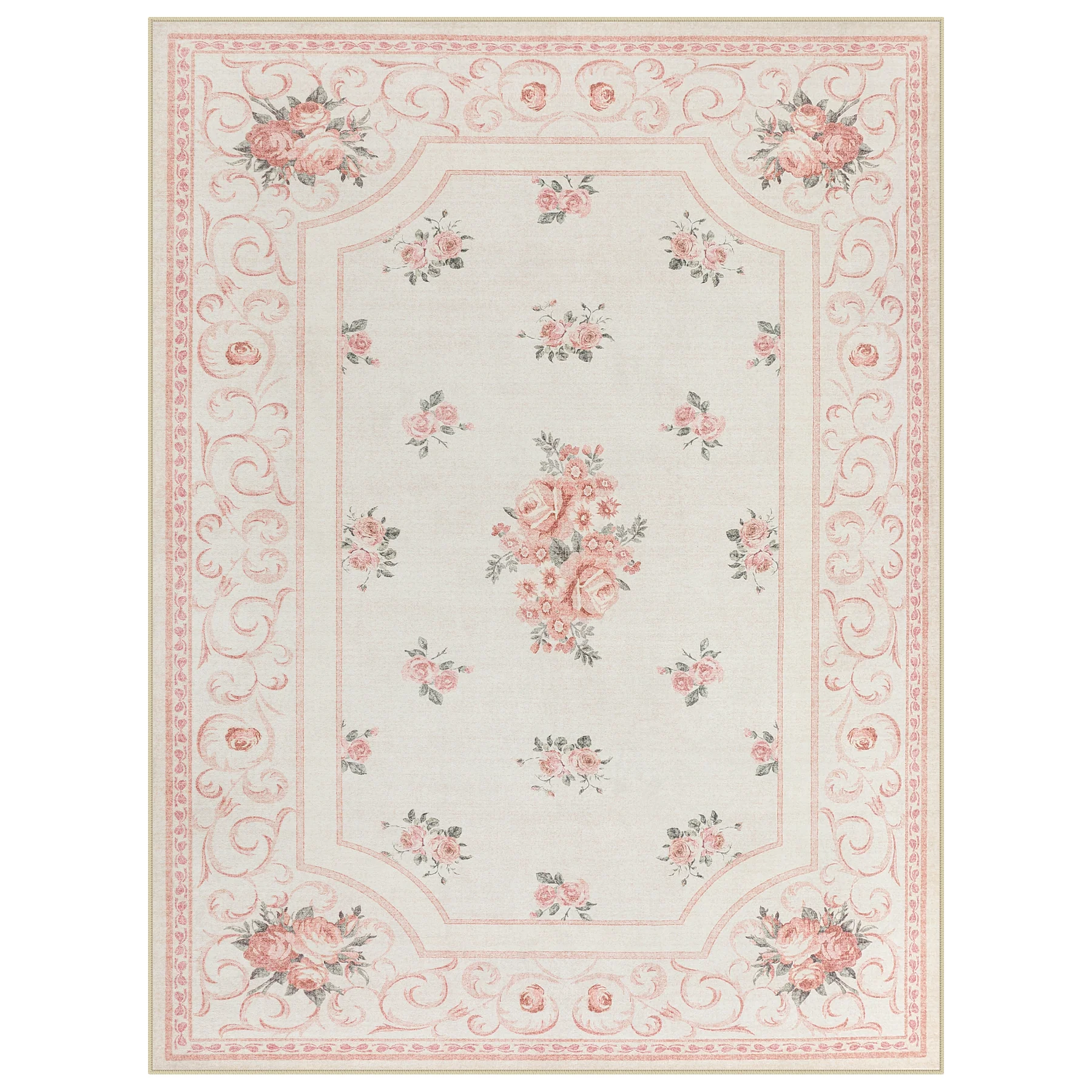 5x7/8x10 Boho Floral Area Rug, Vintage Soft Washable Low Pile Nursery Living Room Carpet, Oeko-Tex Certified - Image 15