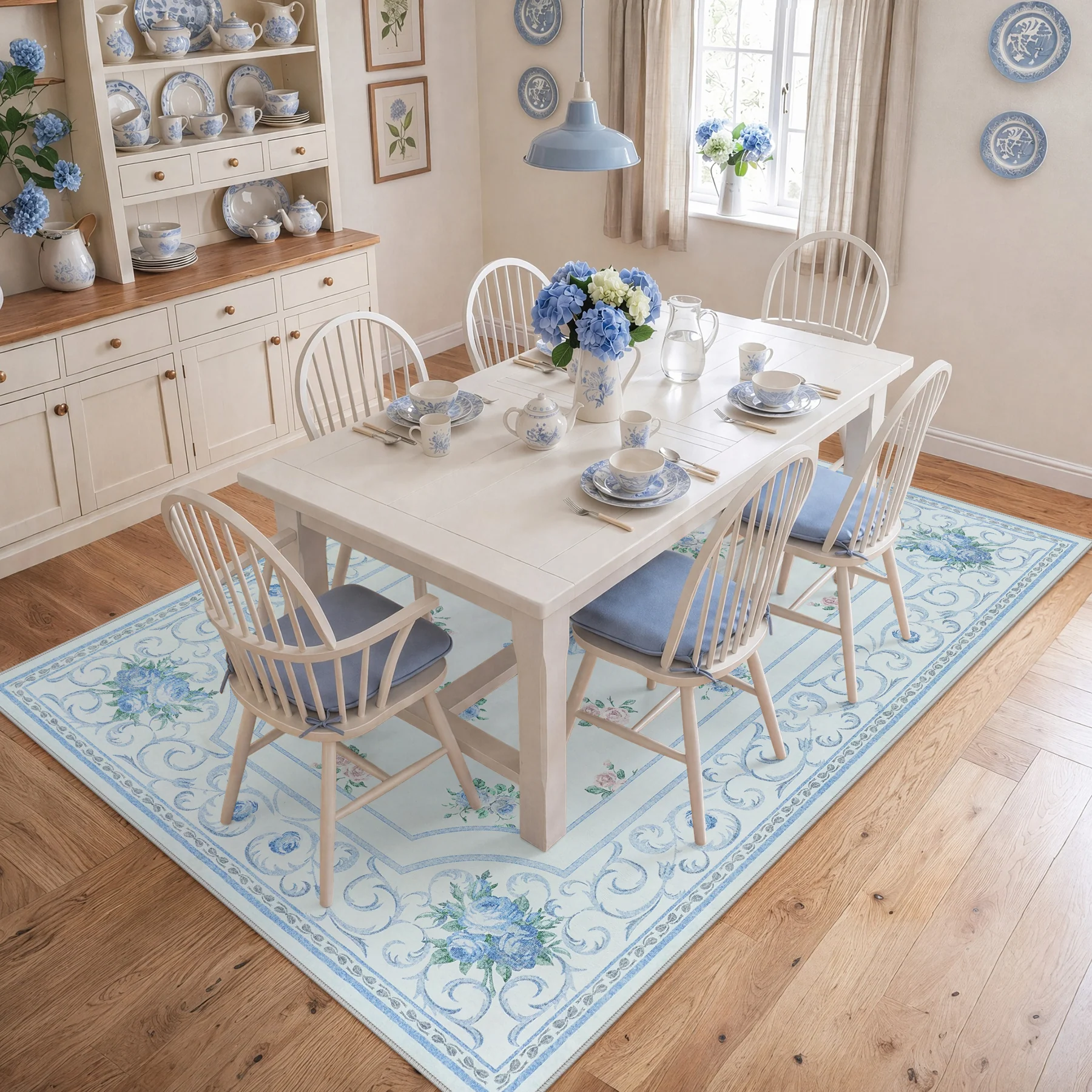 5x7/8x10 Boho Floral Area Rug, Vintage Soft Washable Low Pile Nursery Living Room Carpet, Oeko-Tex Certified - Image 19