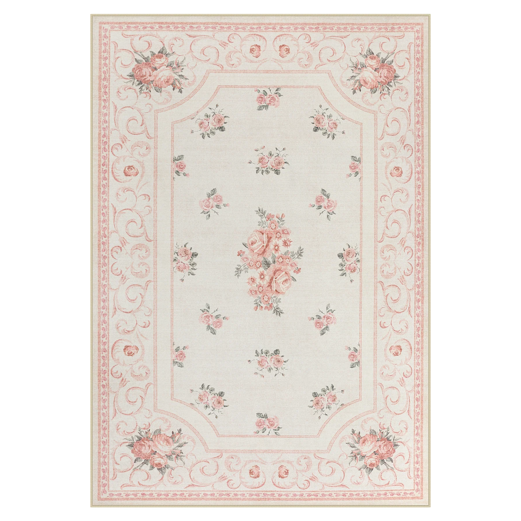 5x7/8x10 Boho Floral Area Rug, Vintage Soft Washable Low Pile Nursery Living Room Carpet, Oeko-Tex Certified - Image 6