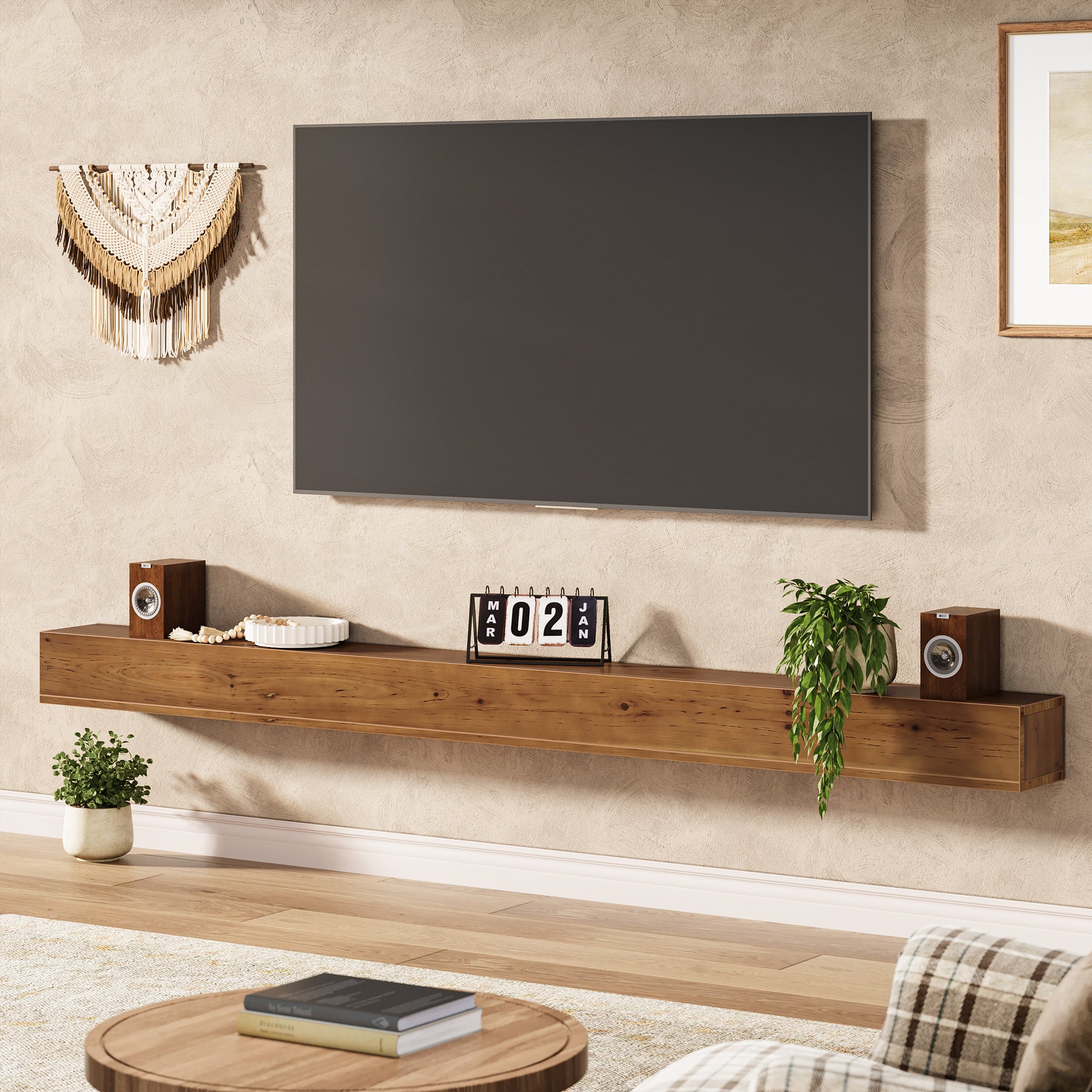 74.8" Fireplace Mantel Shelf, Wall Mounted Floating Shelves Display Shelves - Image 5
