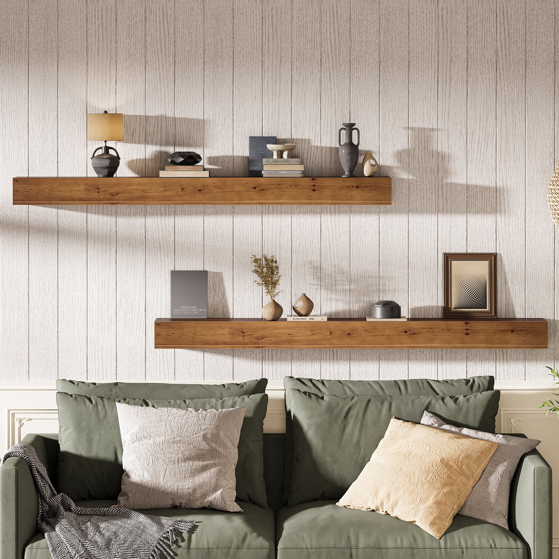74.8" Fireplace Mantel Shelf, Wall Mounted Floating Shelves Display Shelves - Image 8
