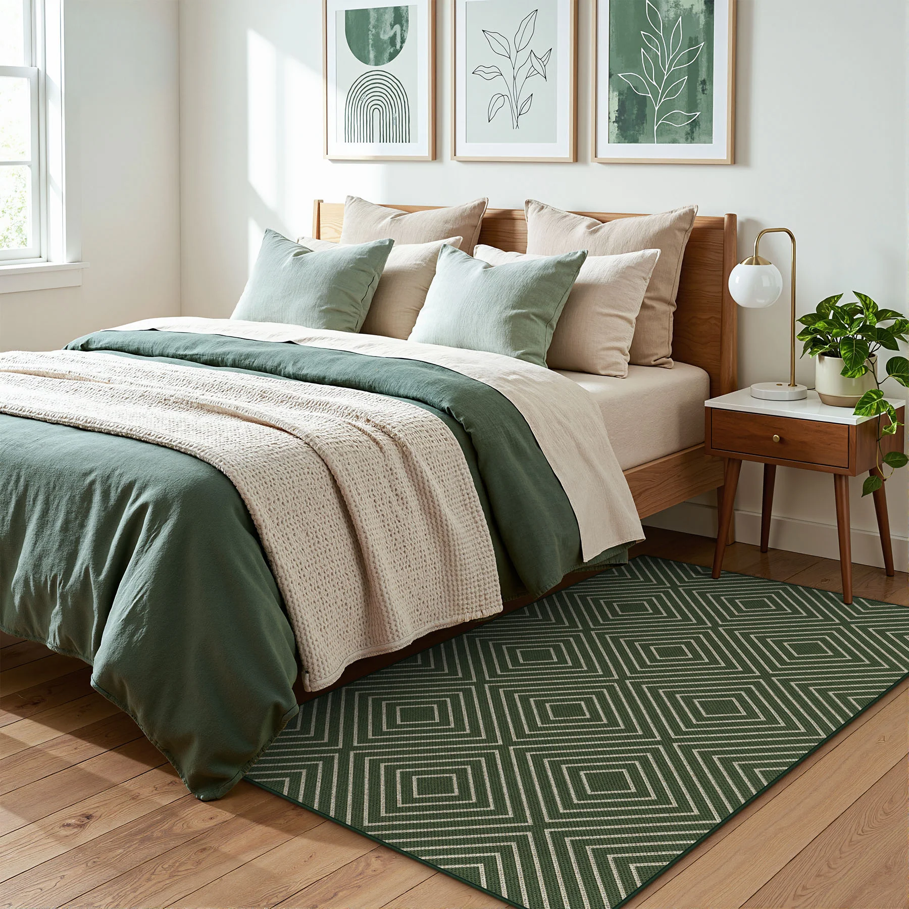 3x5 Modern Easy Jute Geometric Patio Rug, Washable Area Rugs Non-Slip Low Pile Carpet, Oeko-Tex Certified - Image 3