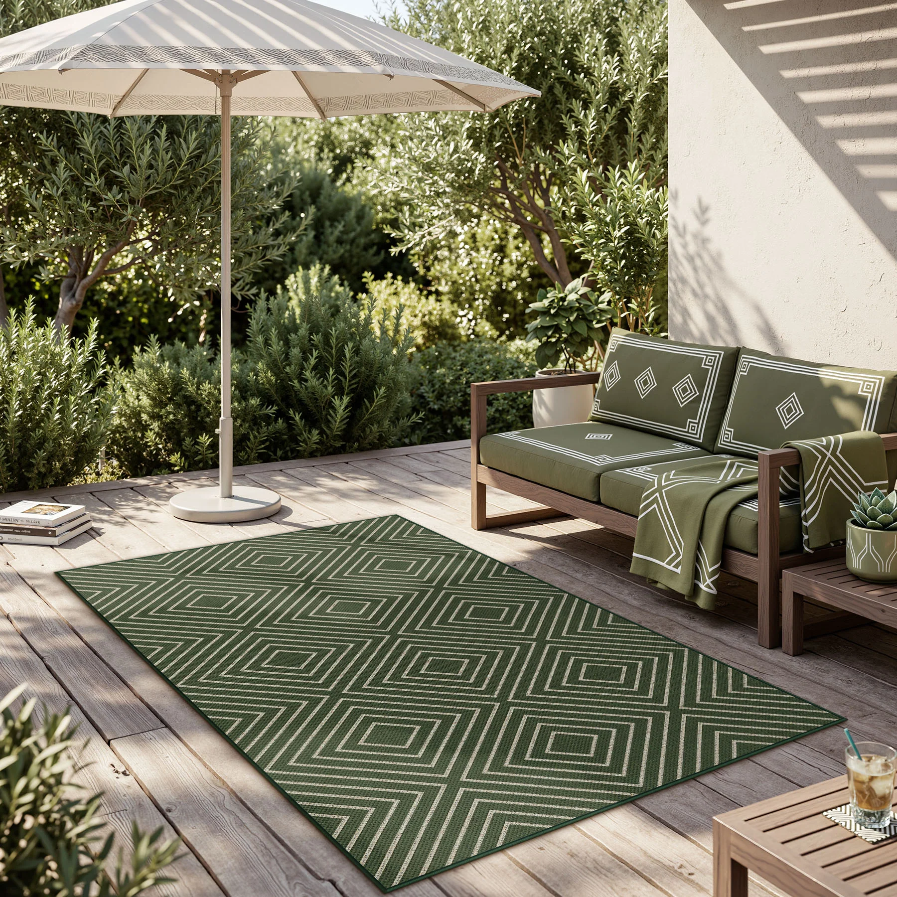 3x5 Modern Easy Jute Geometric Patio Rug, Washable Area Rugs Non-Slip Low Pile Carpet, Oeko-Tex Certified - Image 4