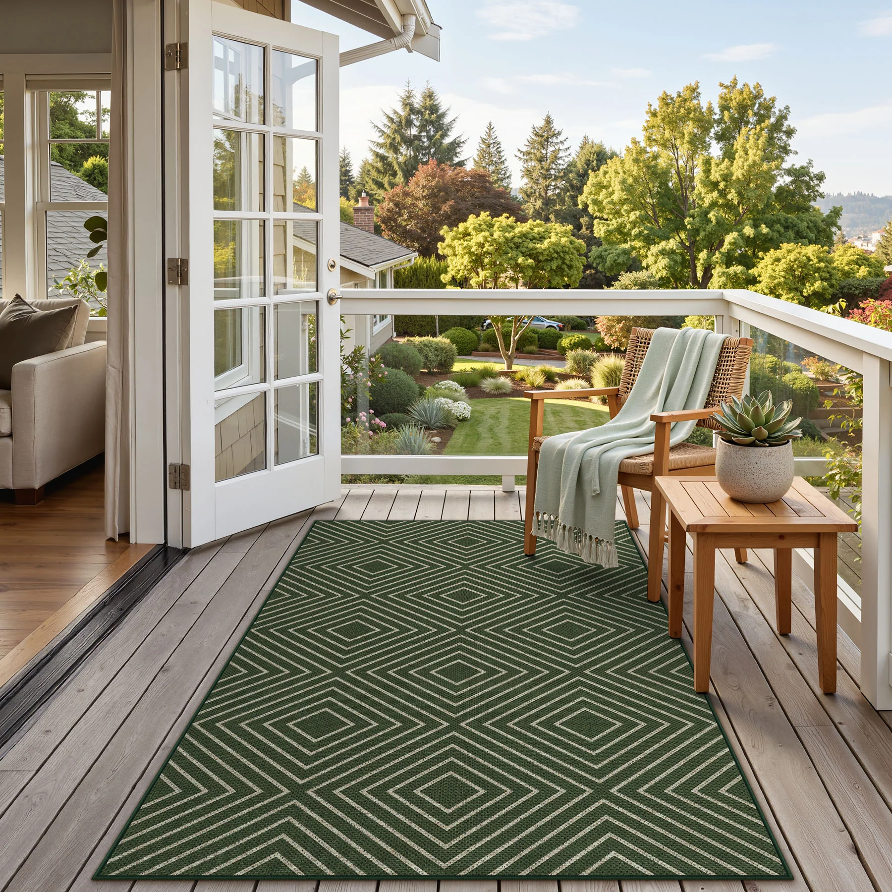 3x5 Modern Easy Jute Geometric Patio Rug, Washable Area Rugs Non-Slip Low Pile Carpet, Oeko-Tex Certified - Image 5
