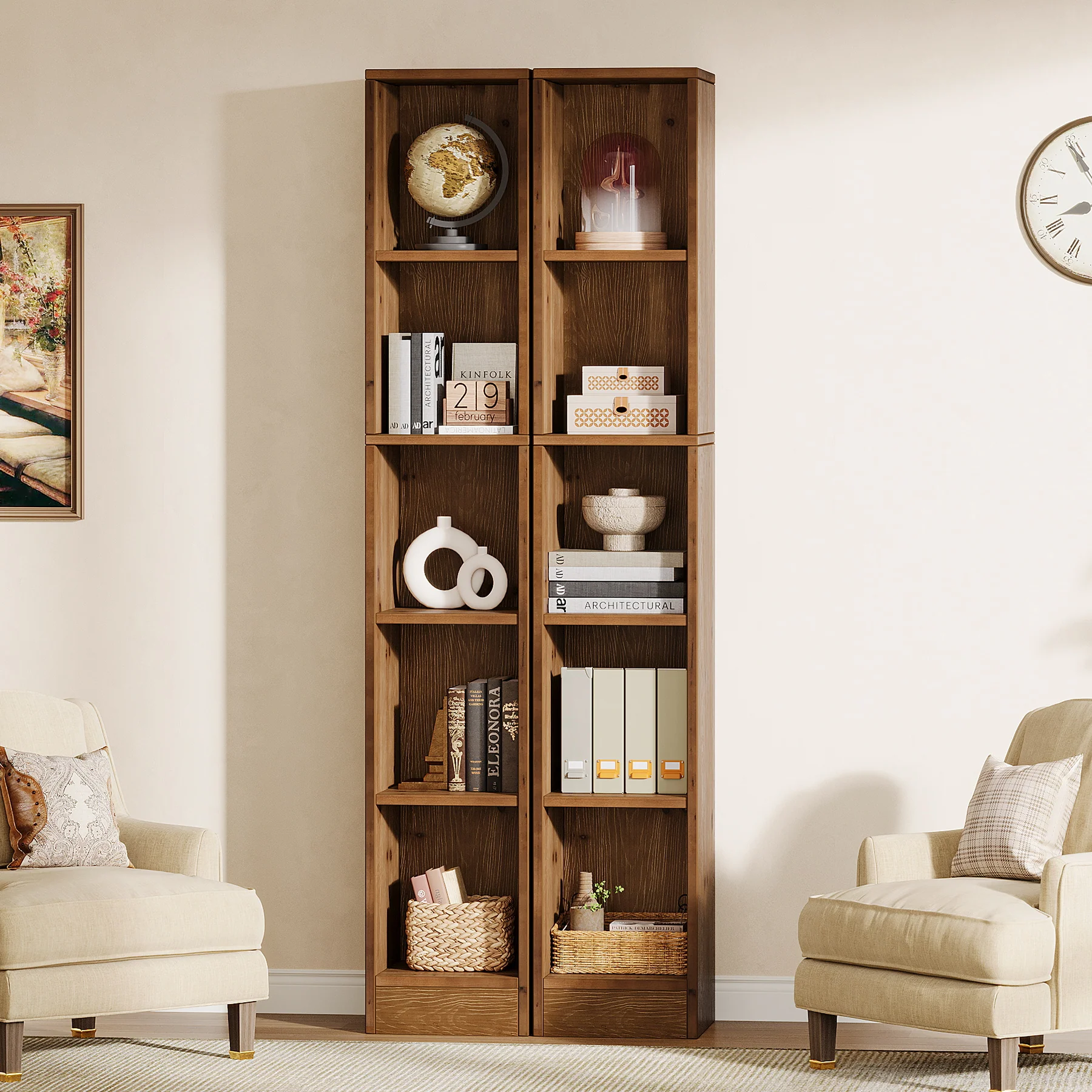 70.9" Tall Bookshelf, 5-Tier Wood Corner Bookcase Display Shelves for Home Office - Image 11