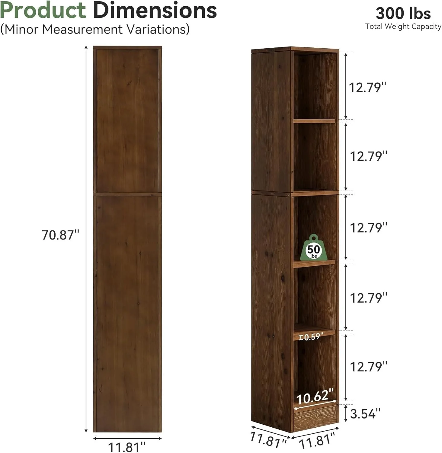 70.9" Tall Bookshelf, 5-Tier Wood Corner Bookcase Display Shelves for Home Office - Image 2