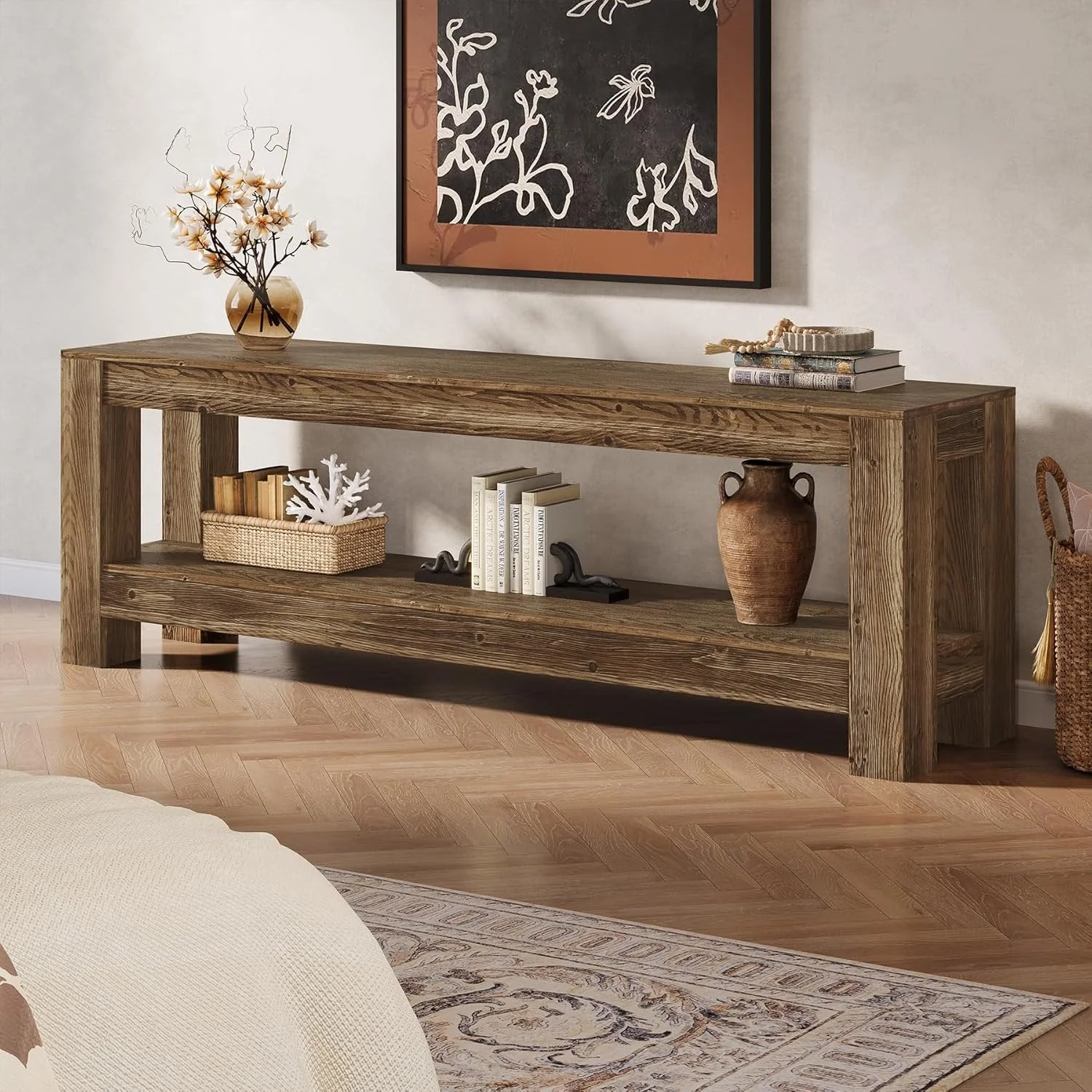 70.9" Farmhouse TV Stand, Wood Entertainment Center for 65/70/80/85-Inch TVs - Image 3
