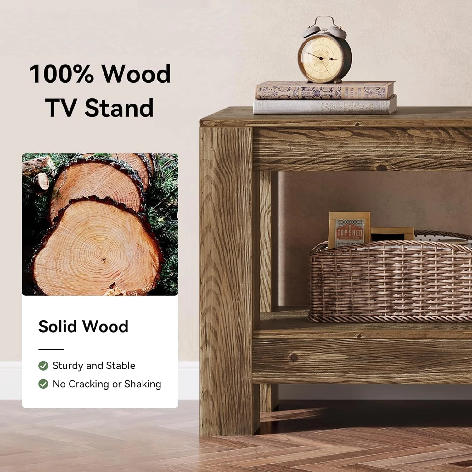 70.9" Farmhouse TV Stand, Wood Entertainment Center for 65/70/80/85-Inch TVs - Image 6