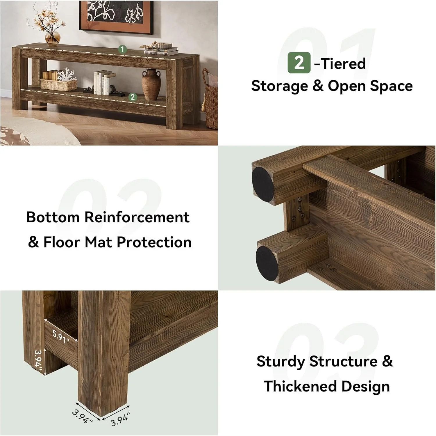 70.9" Farmhouse TV Stand, Wood Entertainment Center for 65/70/80/85-Inch TVs - Image 7