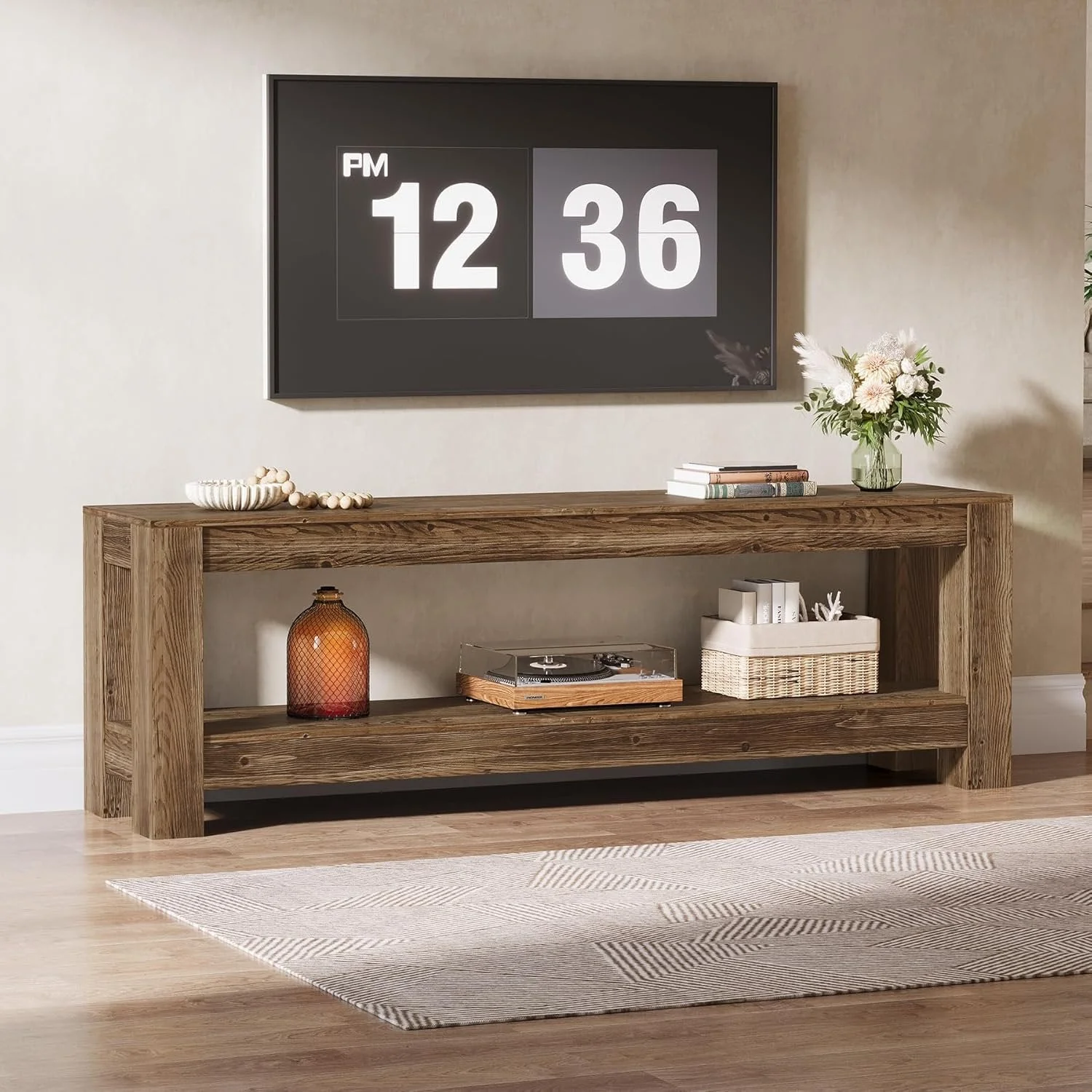 70.9" Farmhouse TV Stand, Wood Entertainment Center for 65/70/80/85-Inch TVs - Image 8