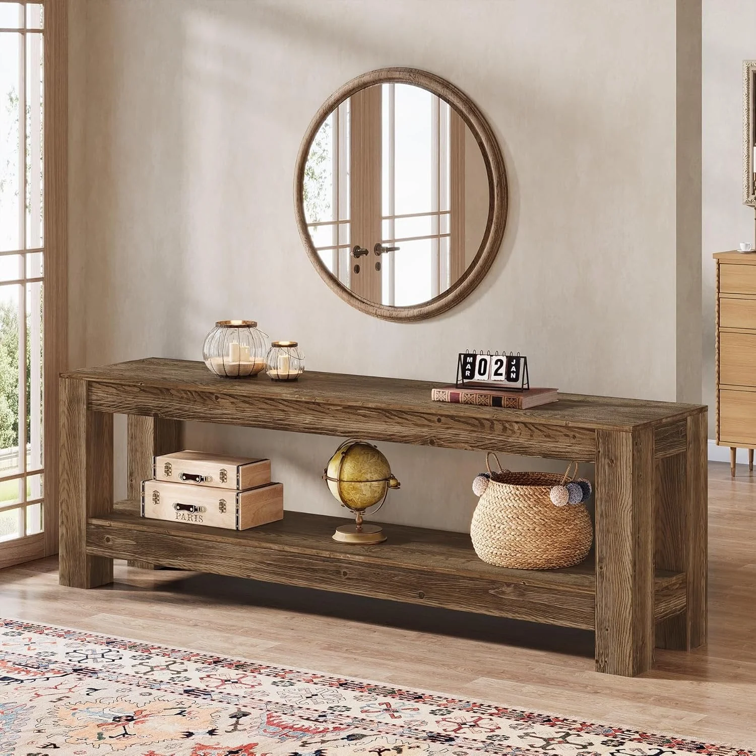 70.9" Farmhouse TV Stand, Wood Entertainment Center for 65/70/80/85-Inch TVs - Image 9