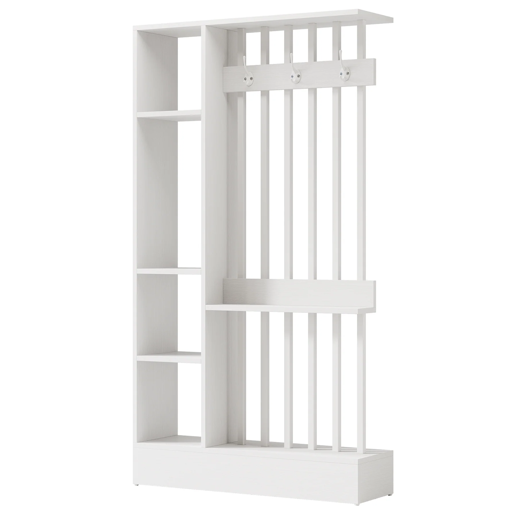 71" Wall Room Divider, Wood Freestanding Wall Partition Bookcase with Coat Hooks - Image 22