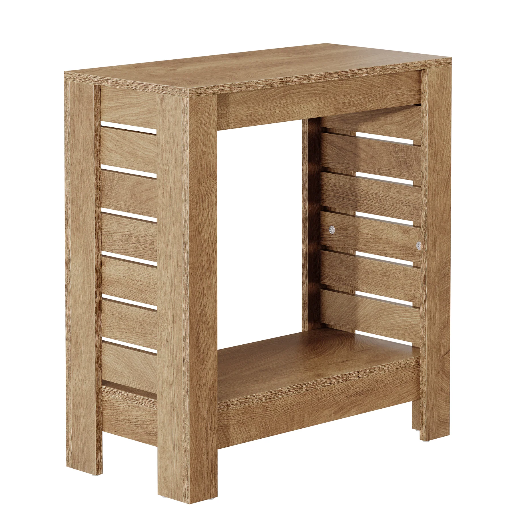 2-Tier Side Table, Wooden End Table Nightstand with Storage Shelf - Image 11