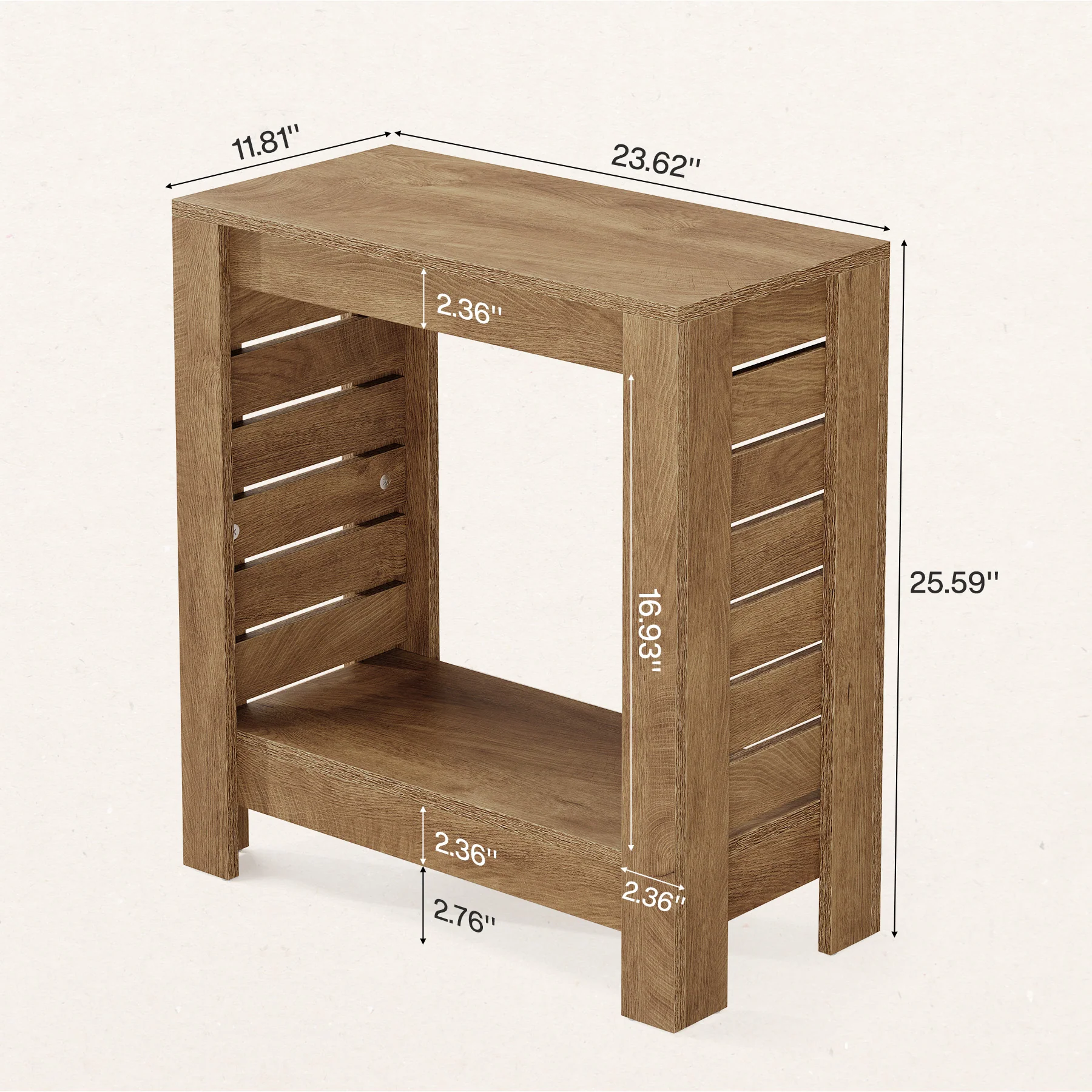 2-Tier Side Table, Wooden End Table Nightstand with Storage Shelf - Image 2