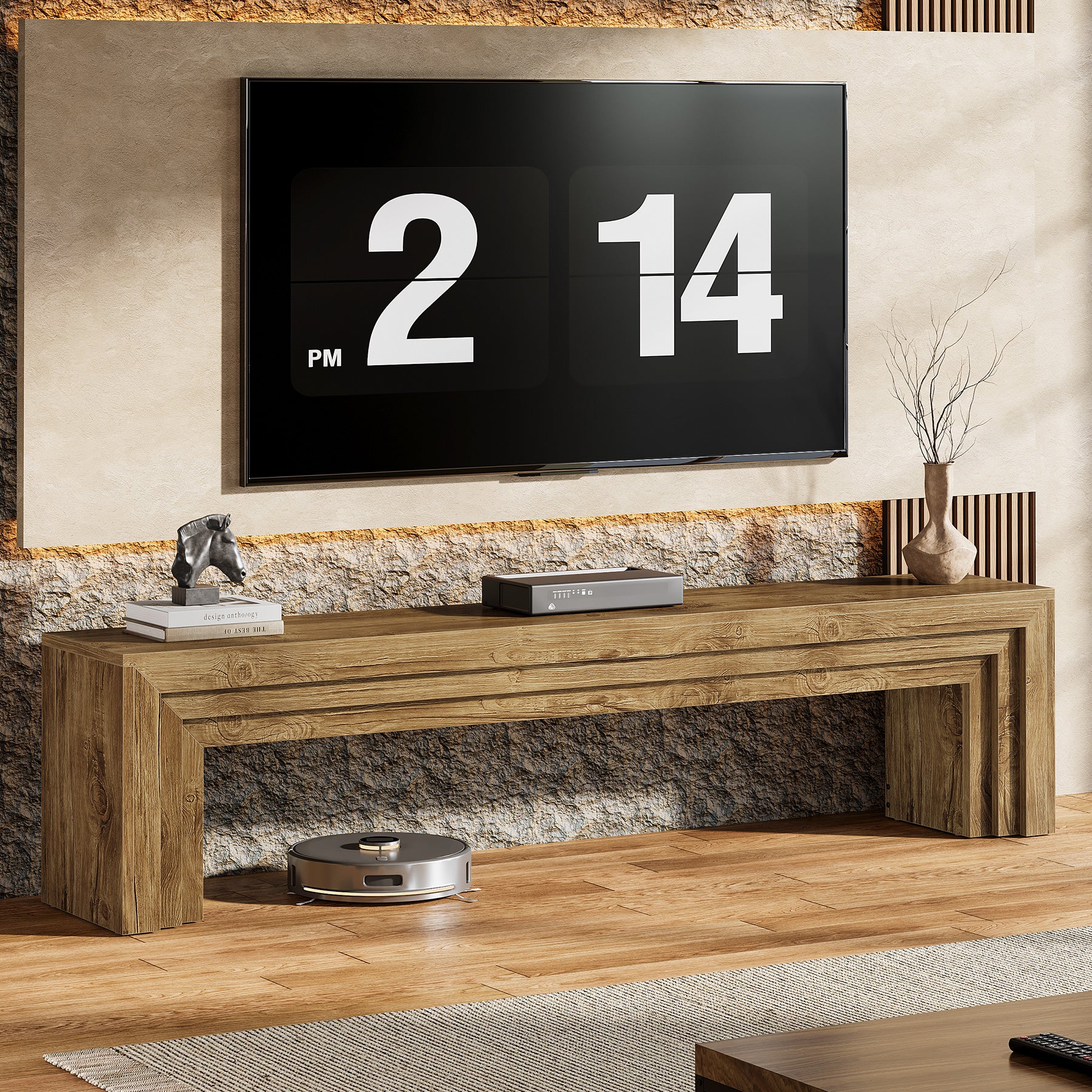 70.9" TV Stand, Wooden Entertainment Center Console for 75-Inch TVs - Image 8