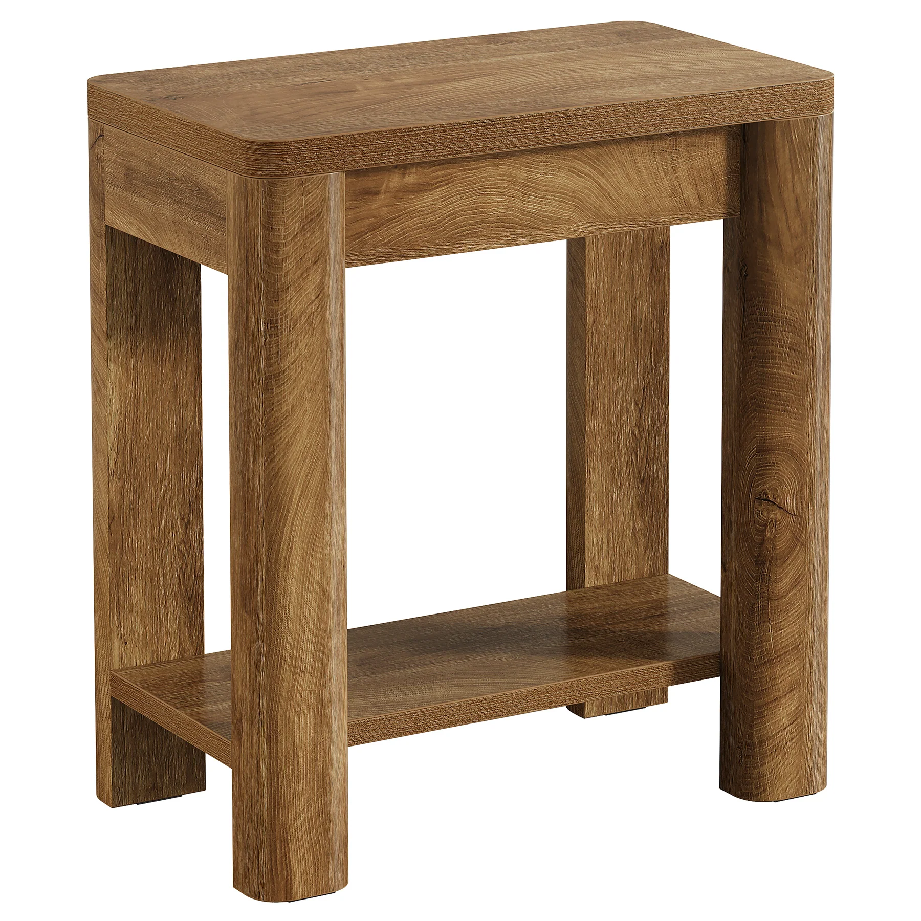 23.6" End Table, Farmhouse Wooden Side Table with Storage Shelf - Image 11