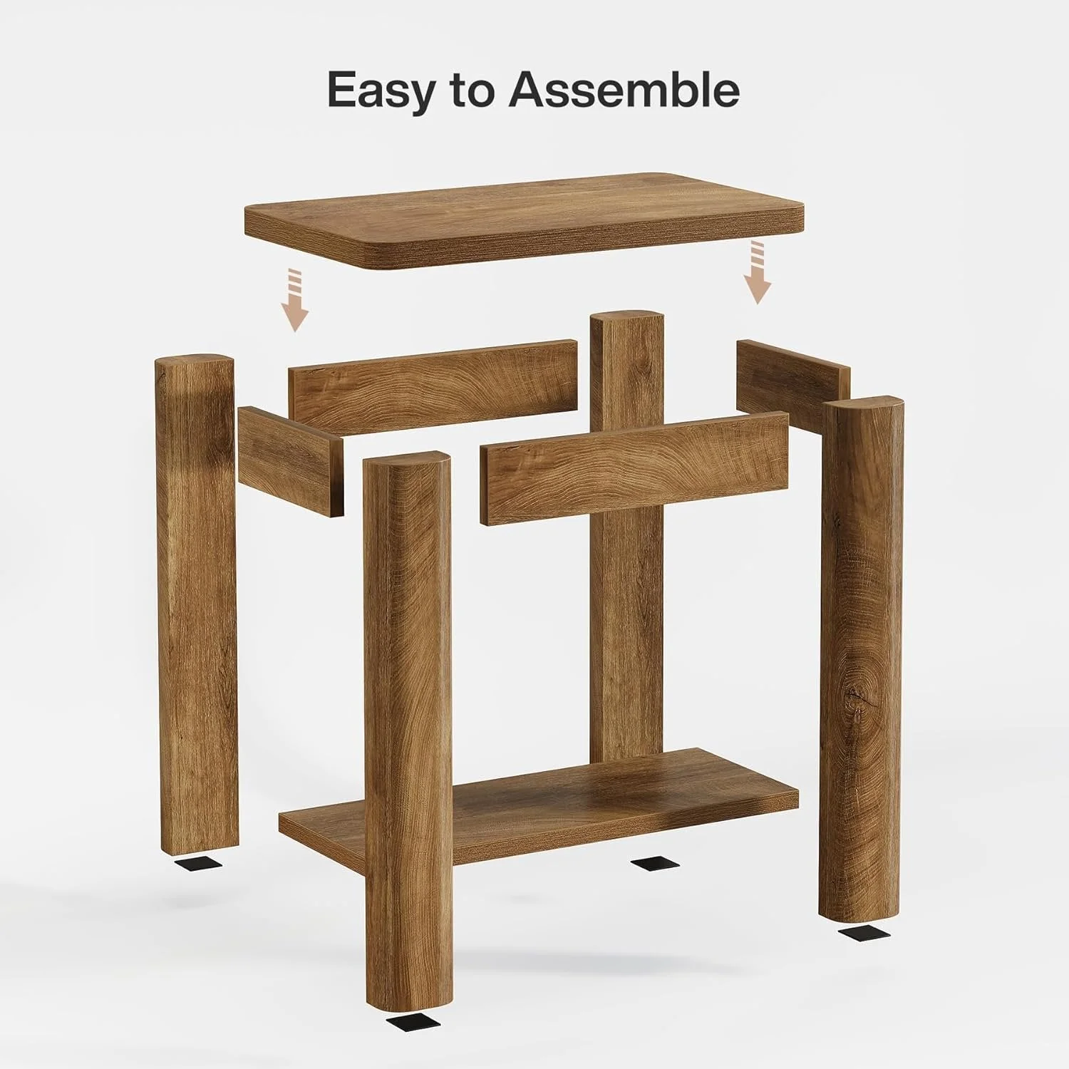 23.6" End Table, Farmhouse Wooden Side Table with Storage Shelf - Image 5