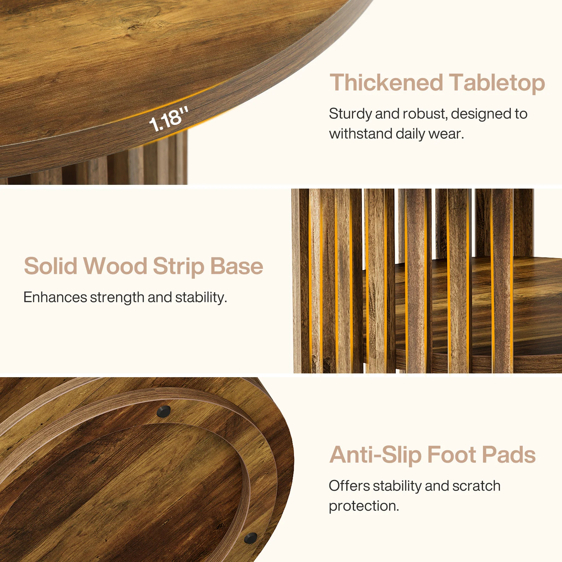 47" Round Conference Table, Wooden Small Meeting Room Table for 4 - Image 6