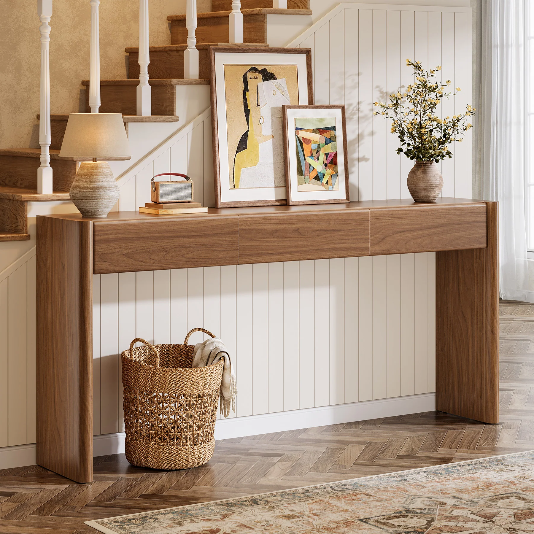 70.9" Console Table, Wooden Sofa Entryway Table with 3 Drawers - Image 3