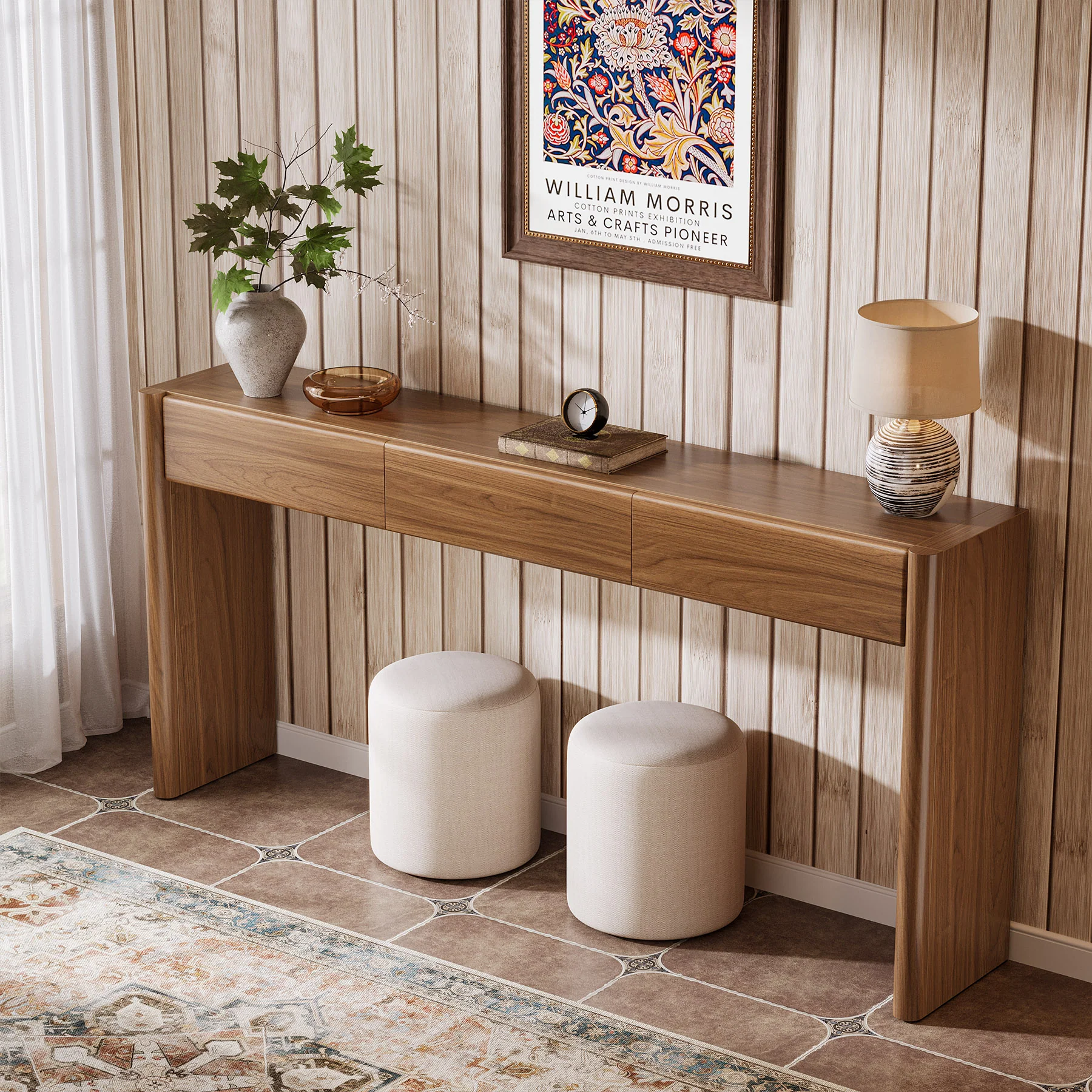 70.9" Console Table, Wooden Sofa Entryway Table with 3 Drawers - Image 5