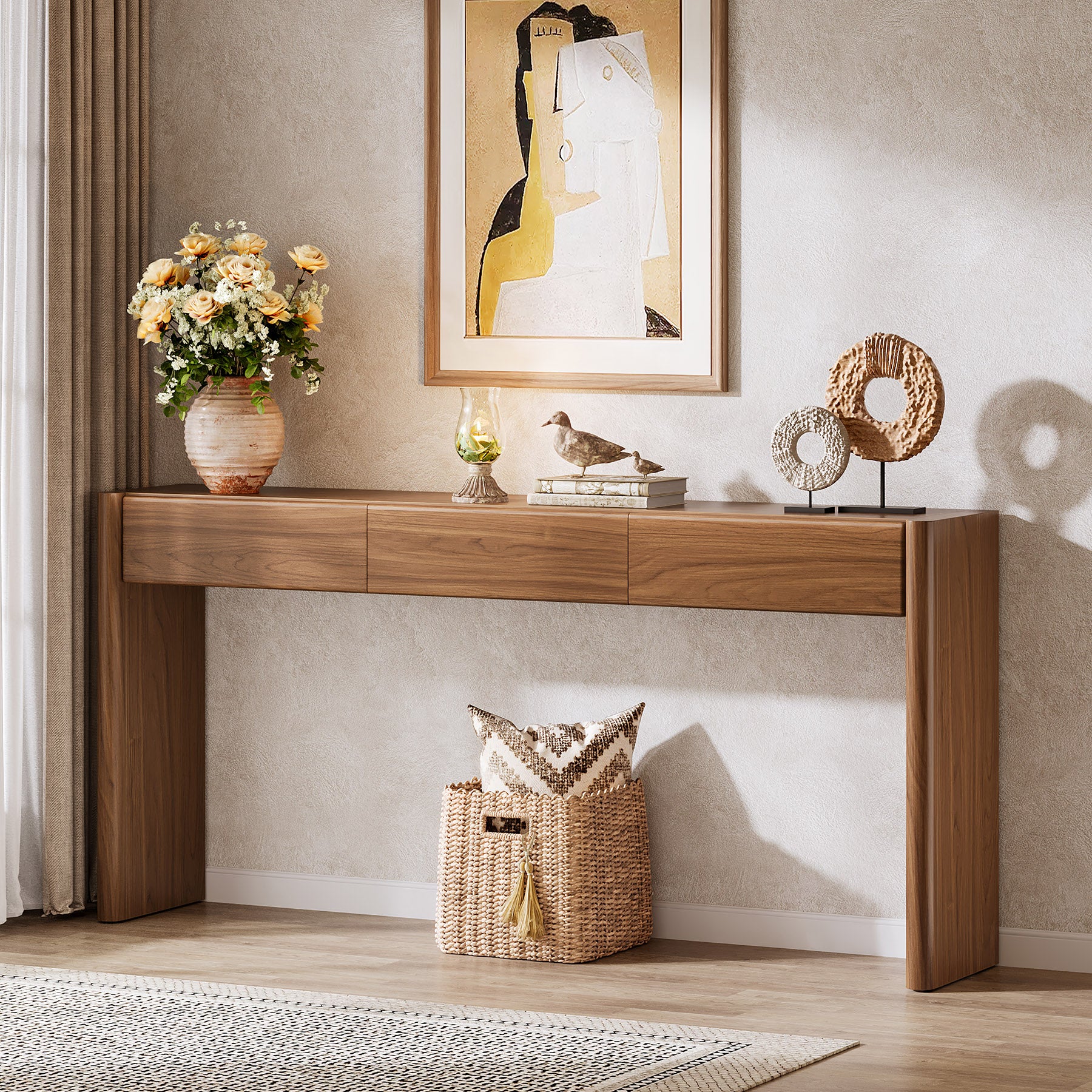 70.9" Console Table, Wooden Sofa Entryway Table with 3 Drawers - Image 7