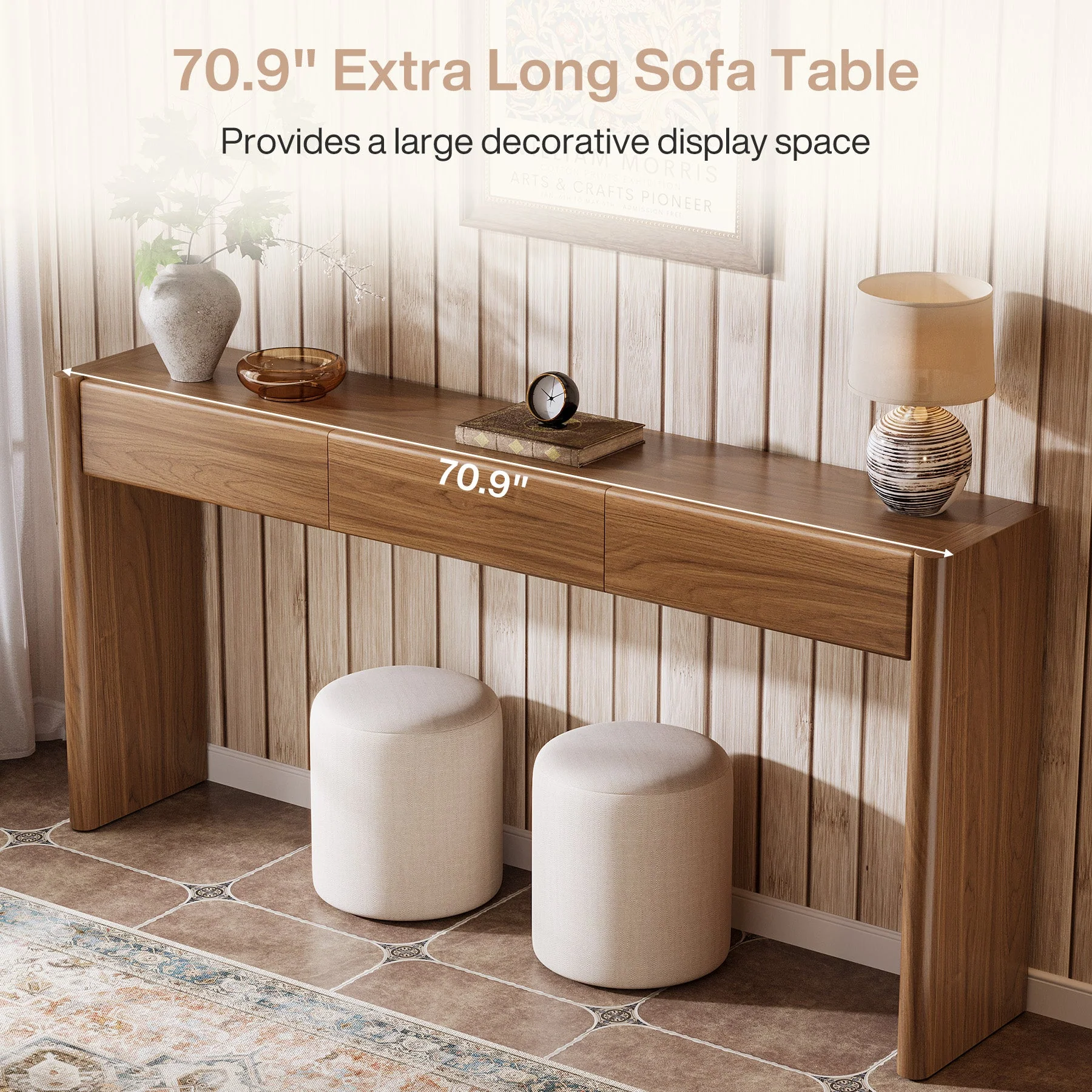 70.9" Console Table, Wooden Sofa Entryway Table with 3 Drawers - Image 8