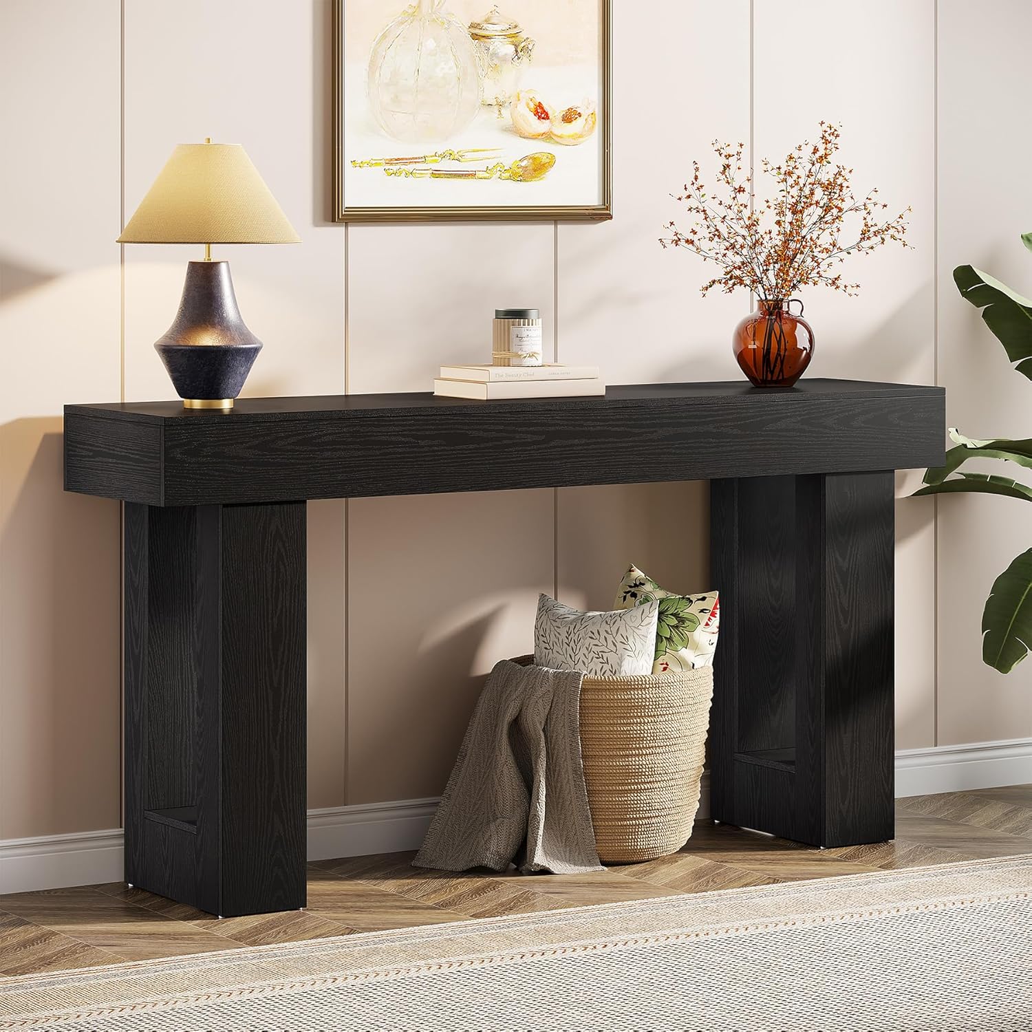 63" Rustic Sofa Table, Chunky Console Table for Entryway - Image 25