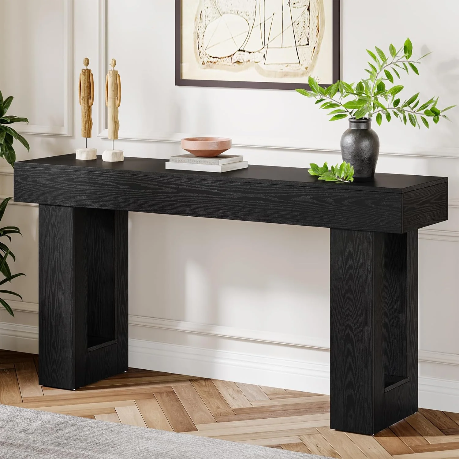 63" Rustic Sofa Table, Chunky Console Table for Entryway - Image 26