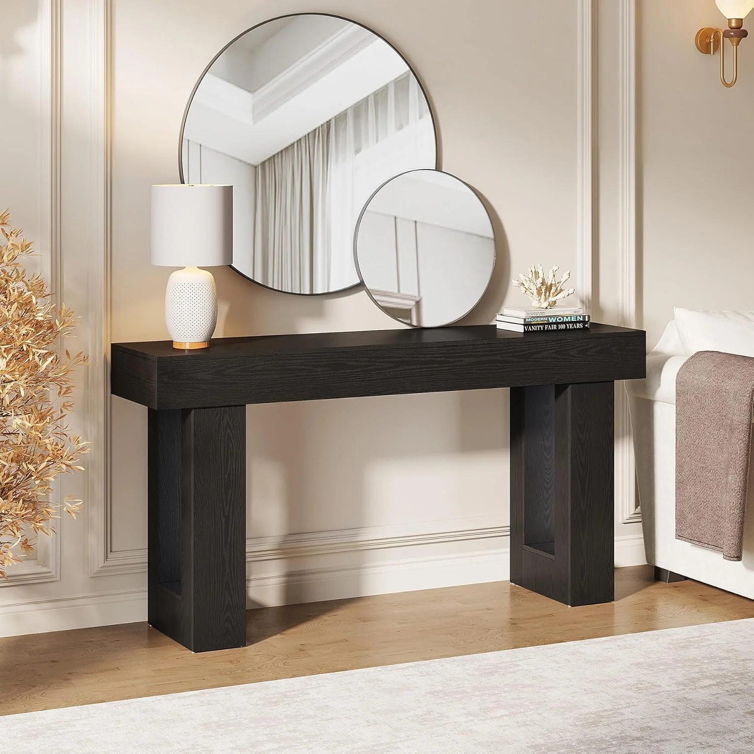 63" Rustic Sofa Table, Chunky Console Table for Entryway - Image 30