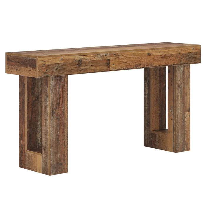 63" Rustic Sofa Table, Chunky Console Table for Entryway - Image 63