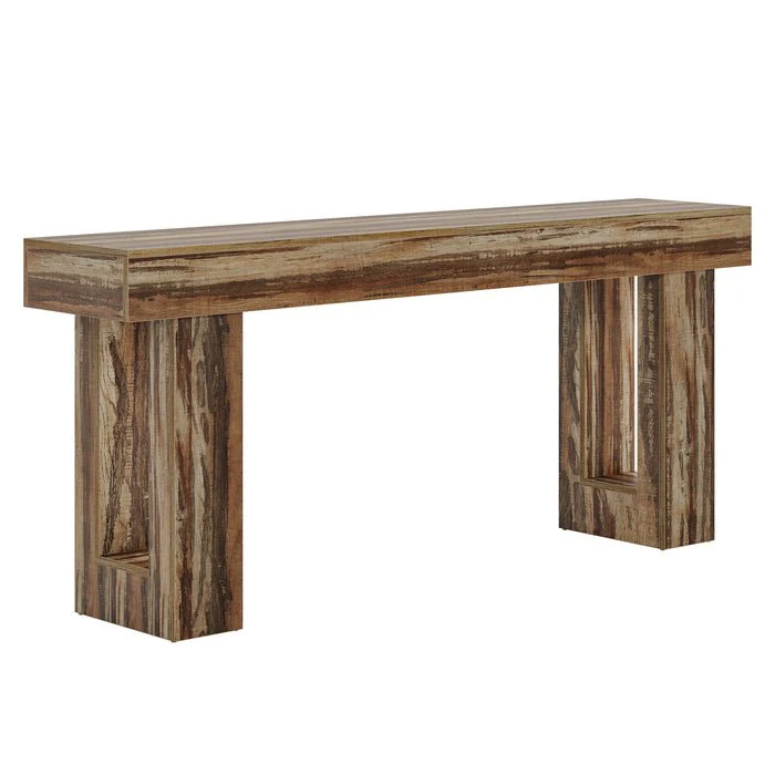 63" Rustic Sofa Table, Chunky Console Table for Entryway - Image 73