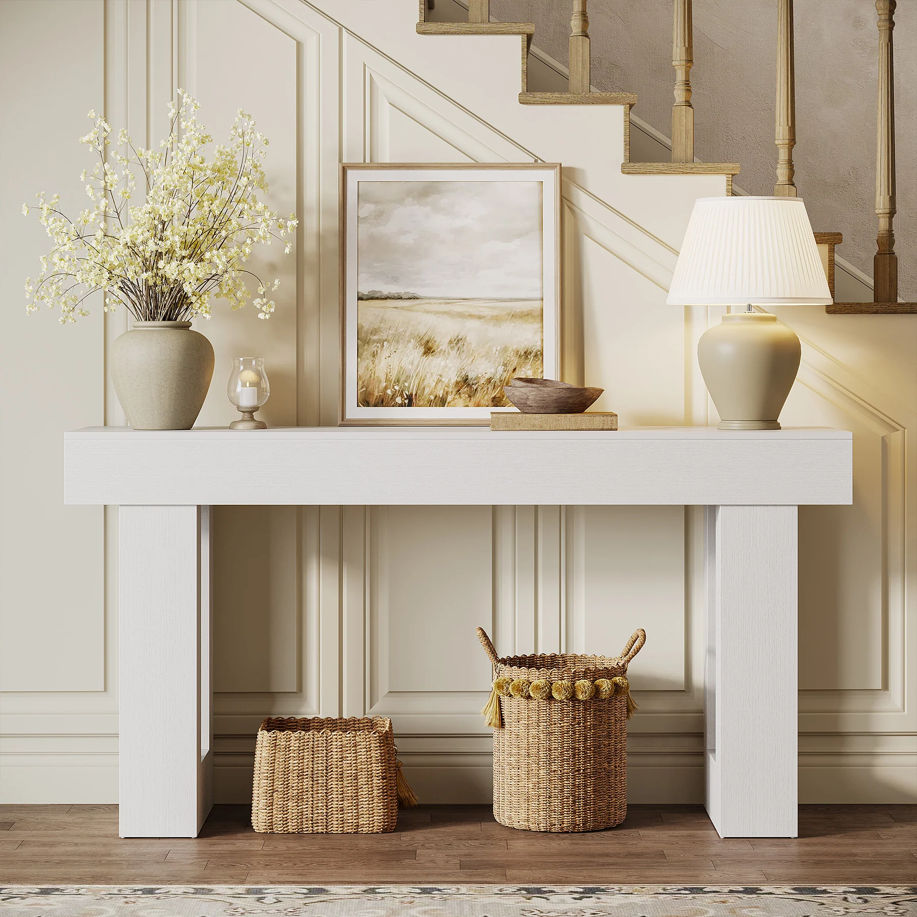 63" Rustic Sofa Table, Chunky Console Table for Entryway - Image 74