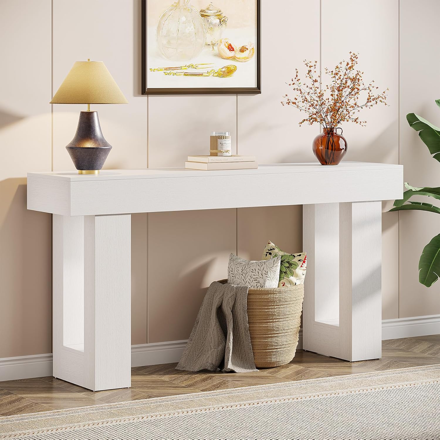 63" Rustic Sofa Table, Chunky Console Table for Entryway - Image 76
