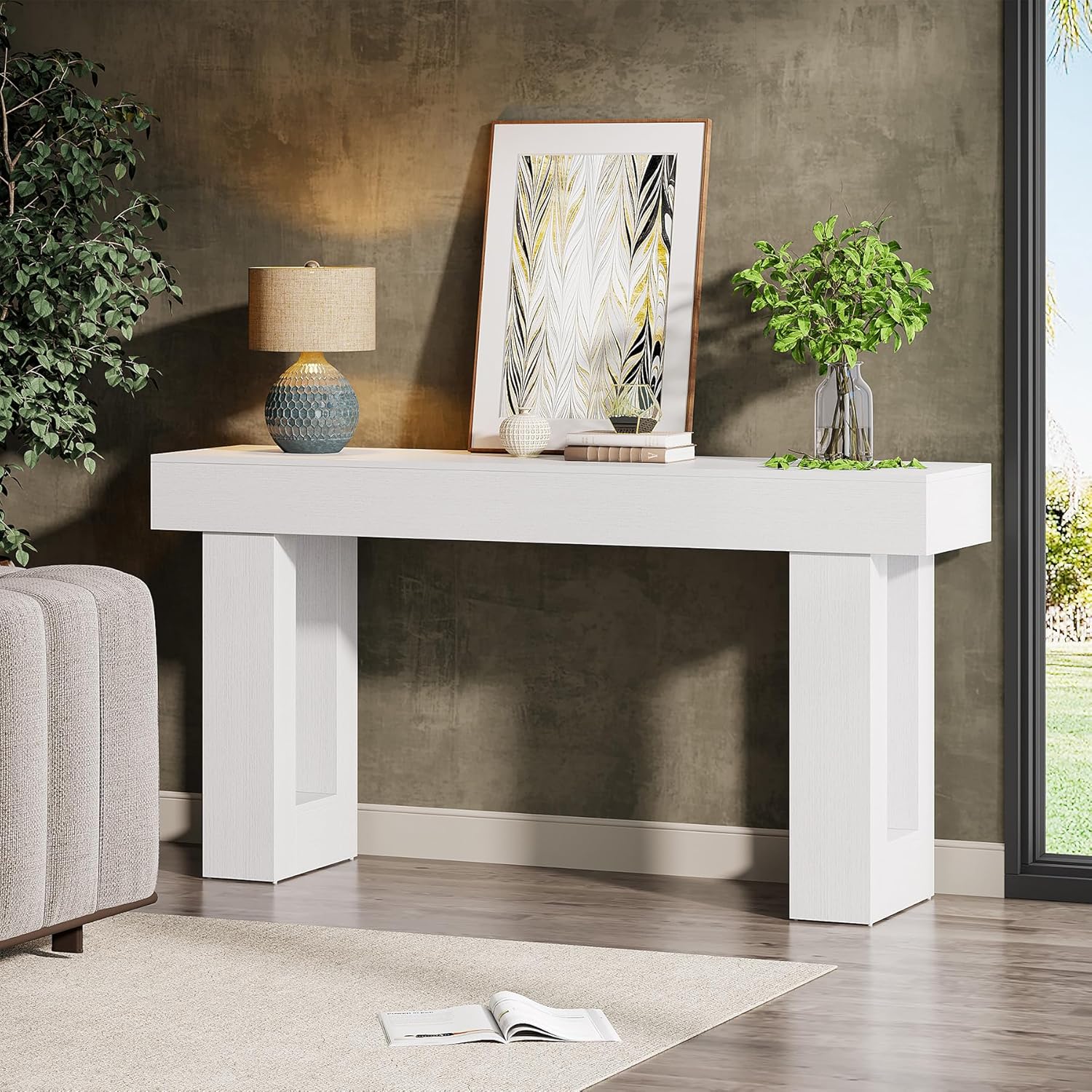 63" Rustic Sofa Table, Chunky Console Table for Entryway - Image 77