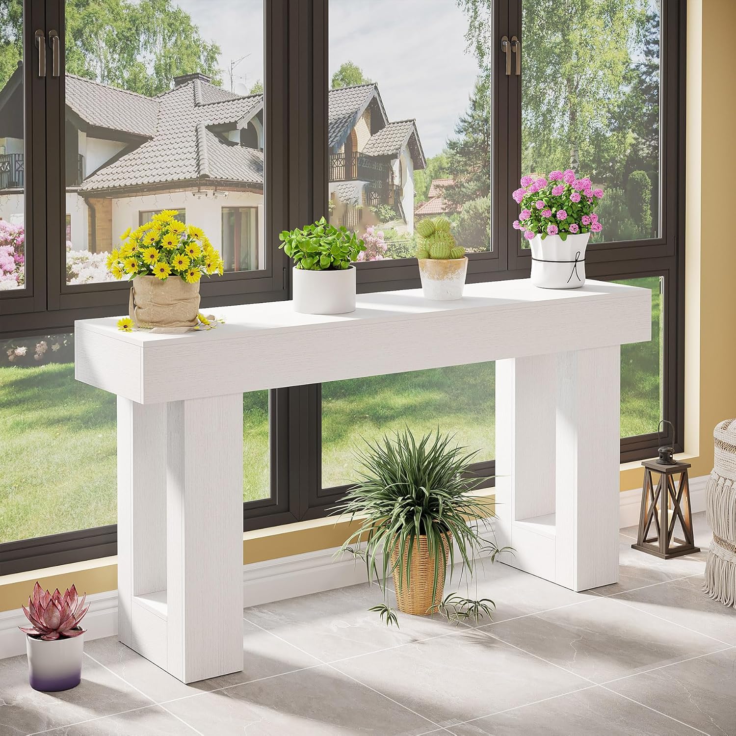 63" Rustic Sofa Table, Chunky Console Table for Entryway - Image 81