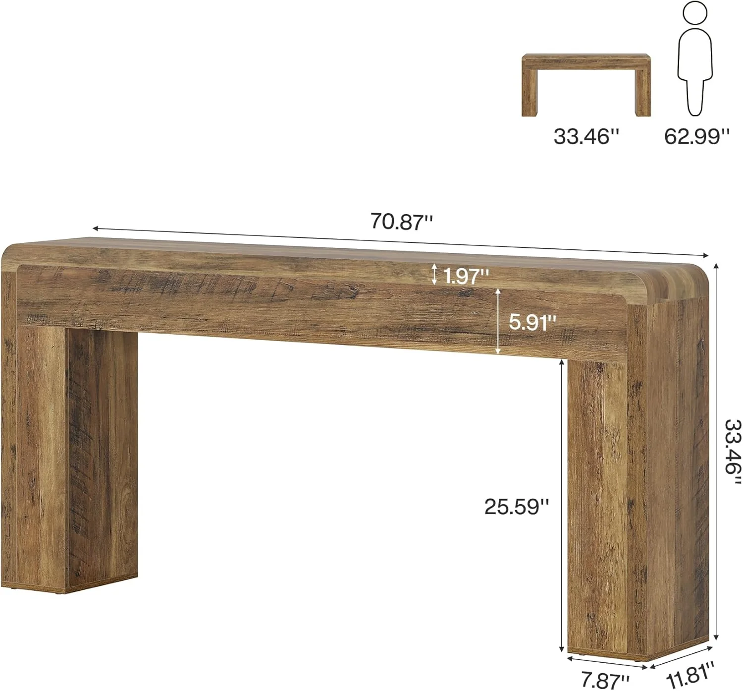 70.9" Console Table, Wooden Sofa Table Entryway Console Foyer Table - Image 2