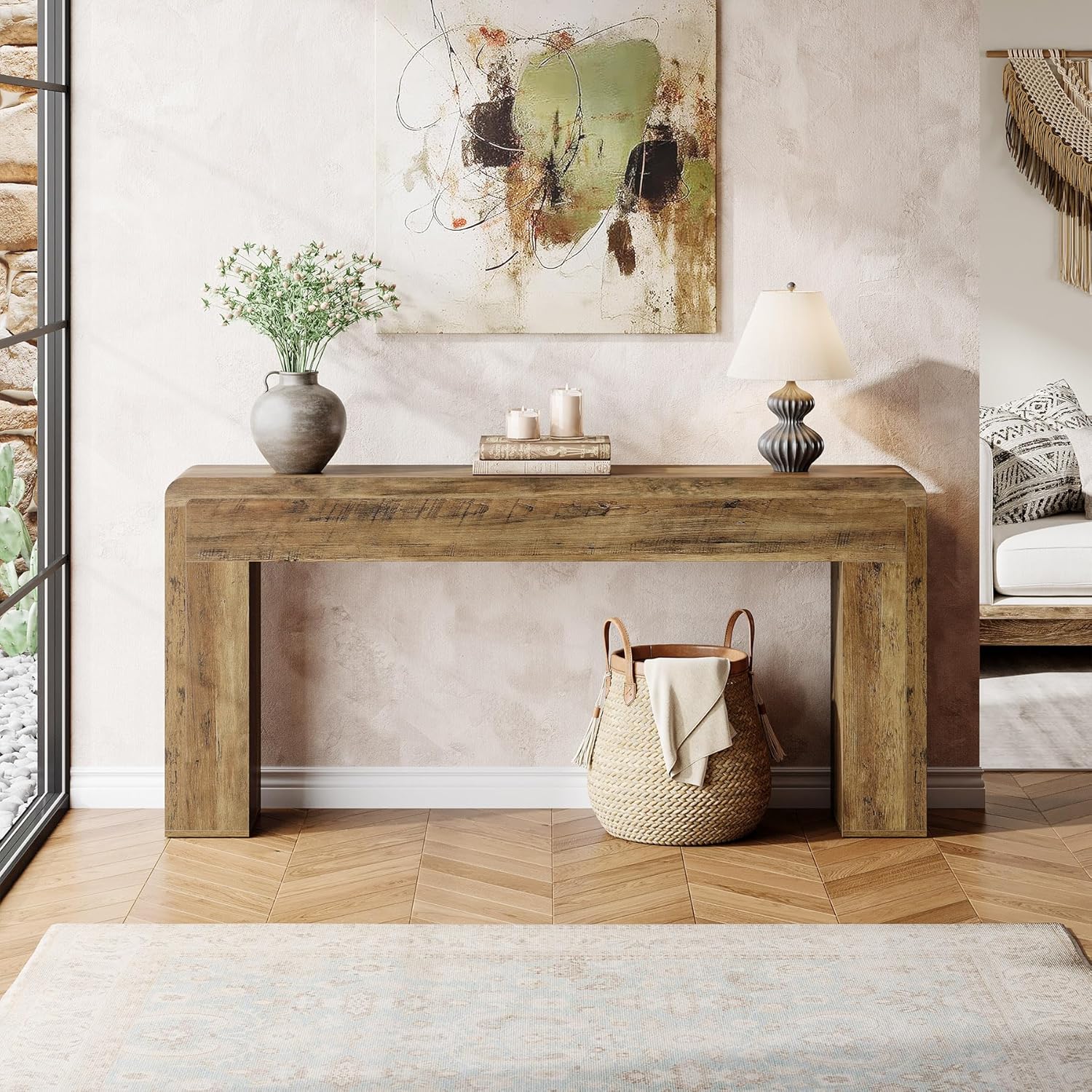 70.9" Console Table, Wooden Sofa Table Entryway Console Foyer Table - Image 4