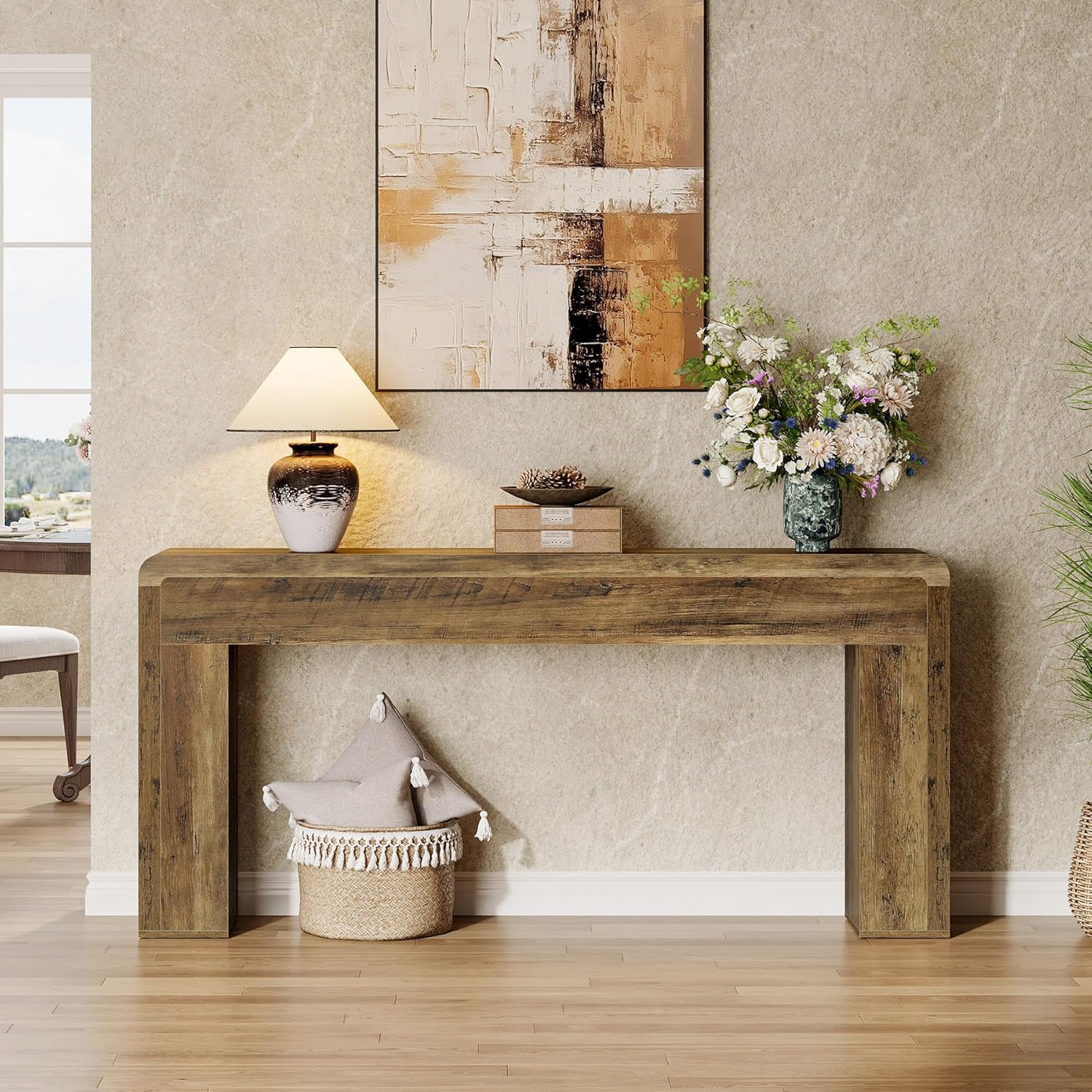 70.9" Console Table, Wooden Sofa Table Entryway Console Foyer Table - Image 8
